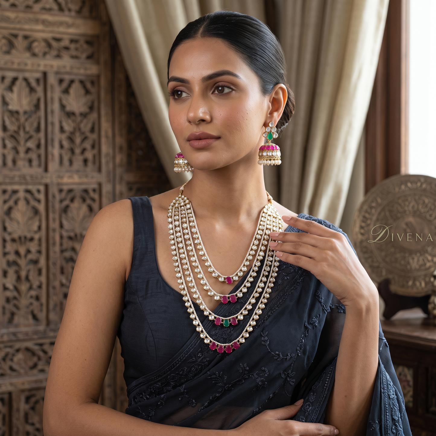 Divena Premium Moissanite Layered Necklace Set