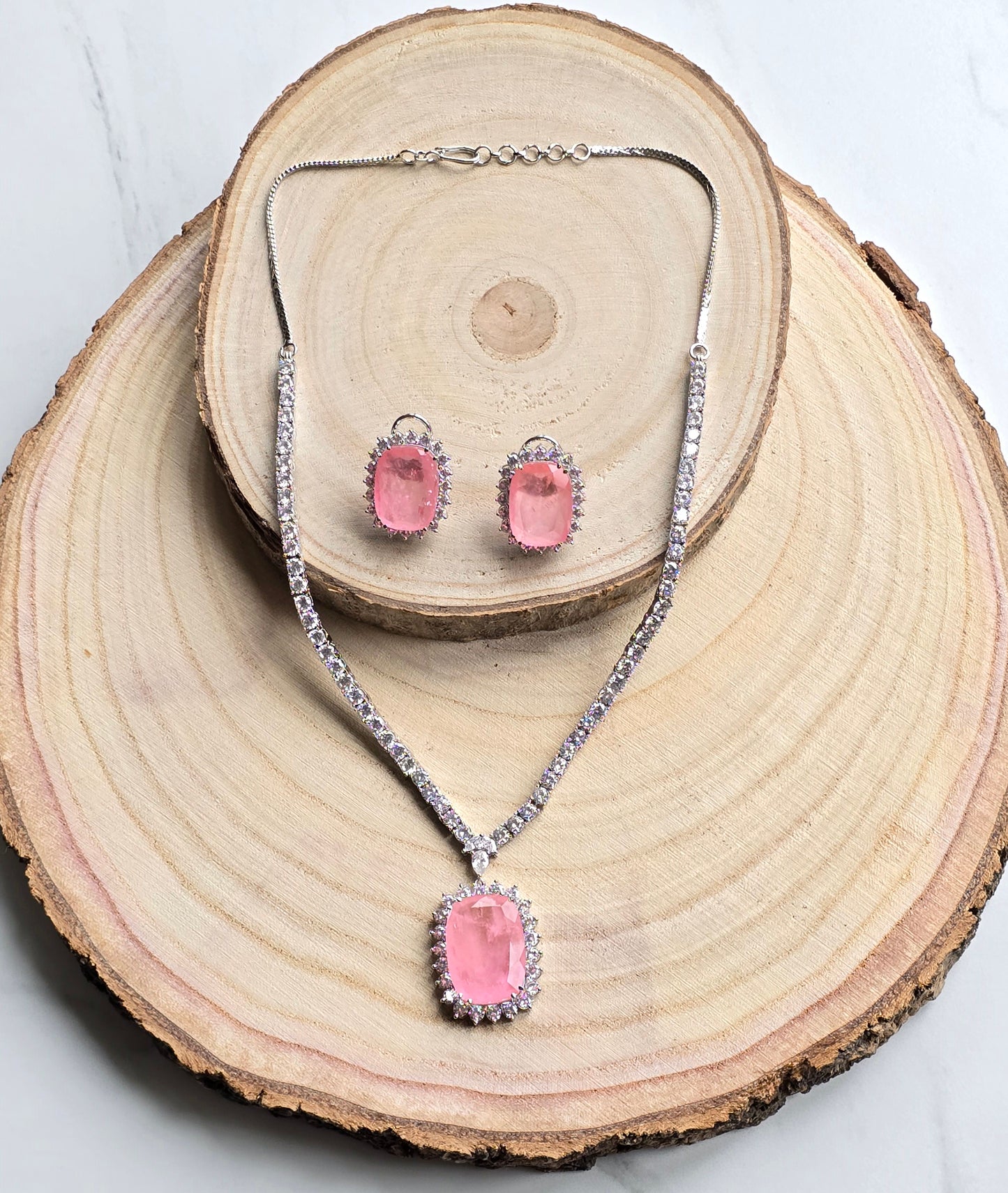 Phoenix Doublet Stone AD Necklace with Doublet Studs