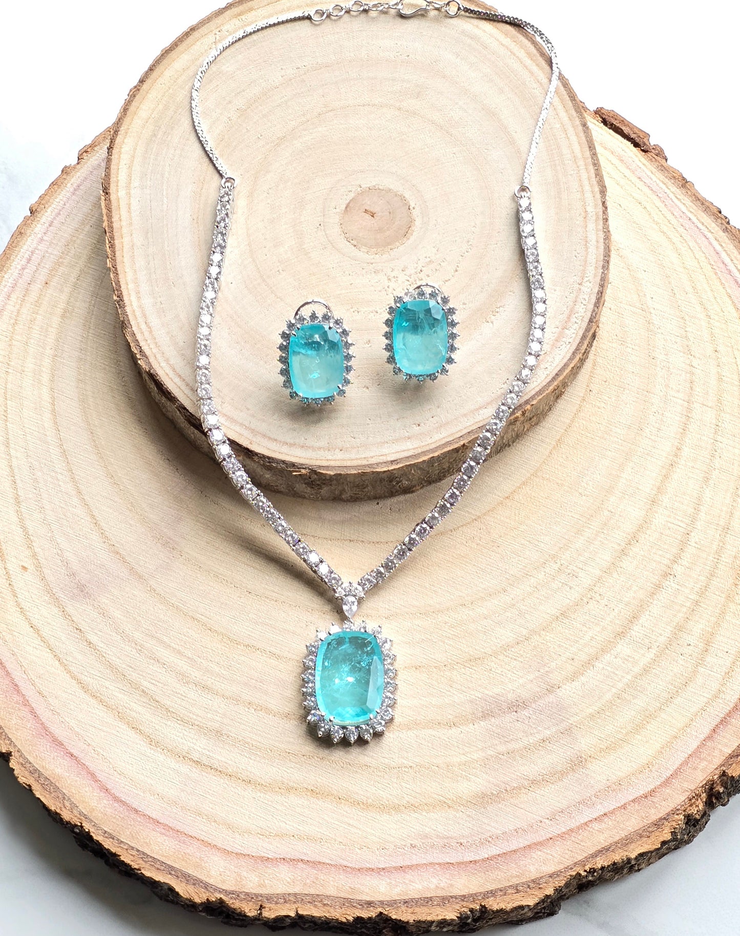 Phoenix Doublet Stone AD Necklace with Doublet Studs