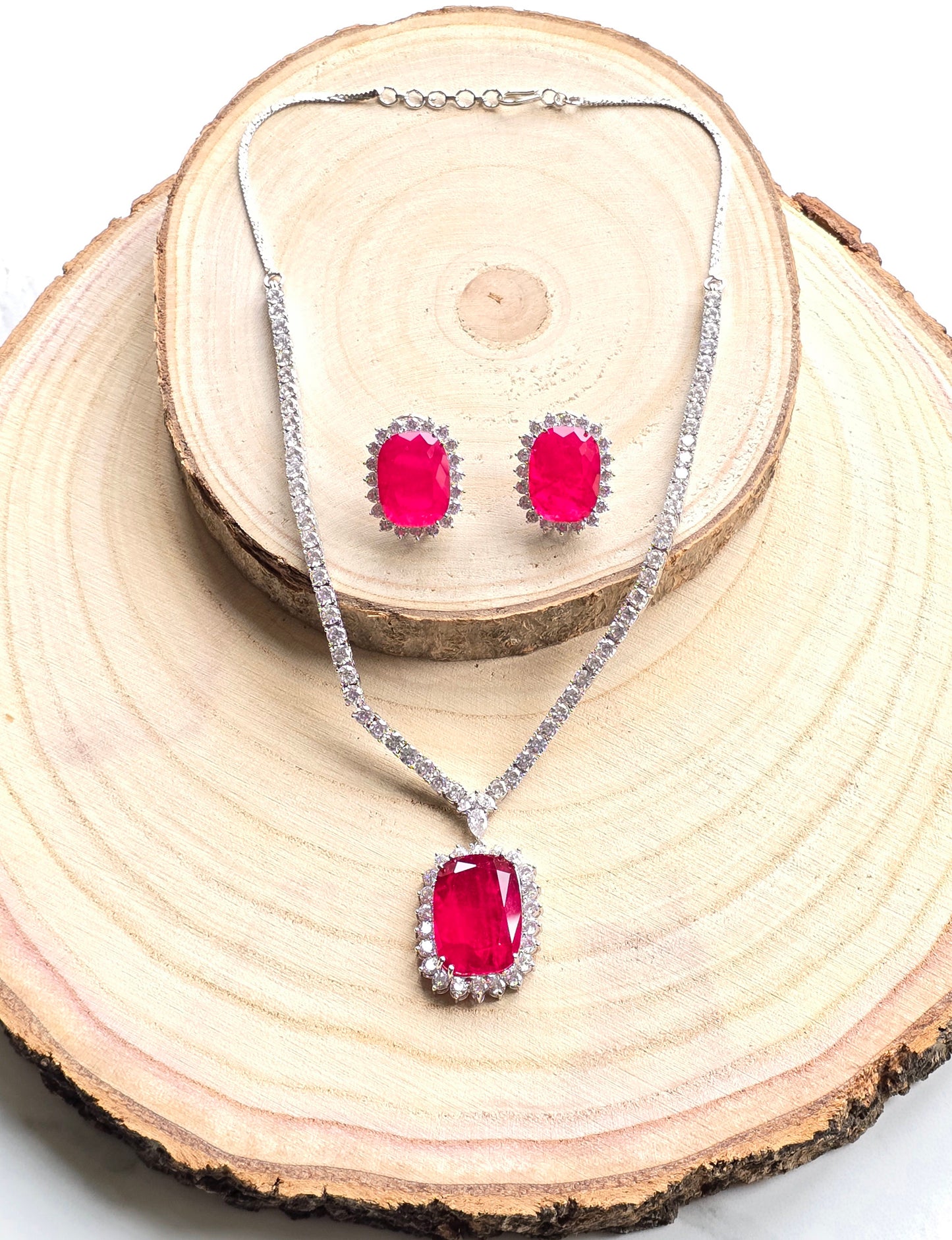 Phoenix Doublet Stone AD Necklace with Doublet Studs