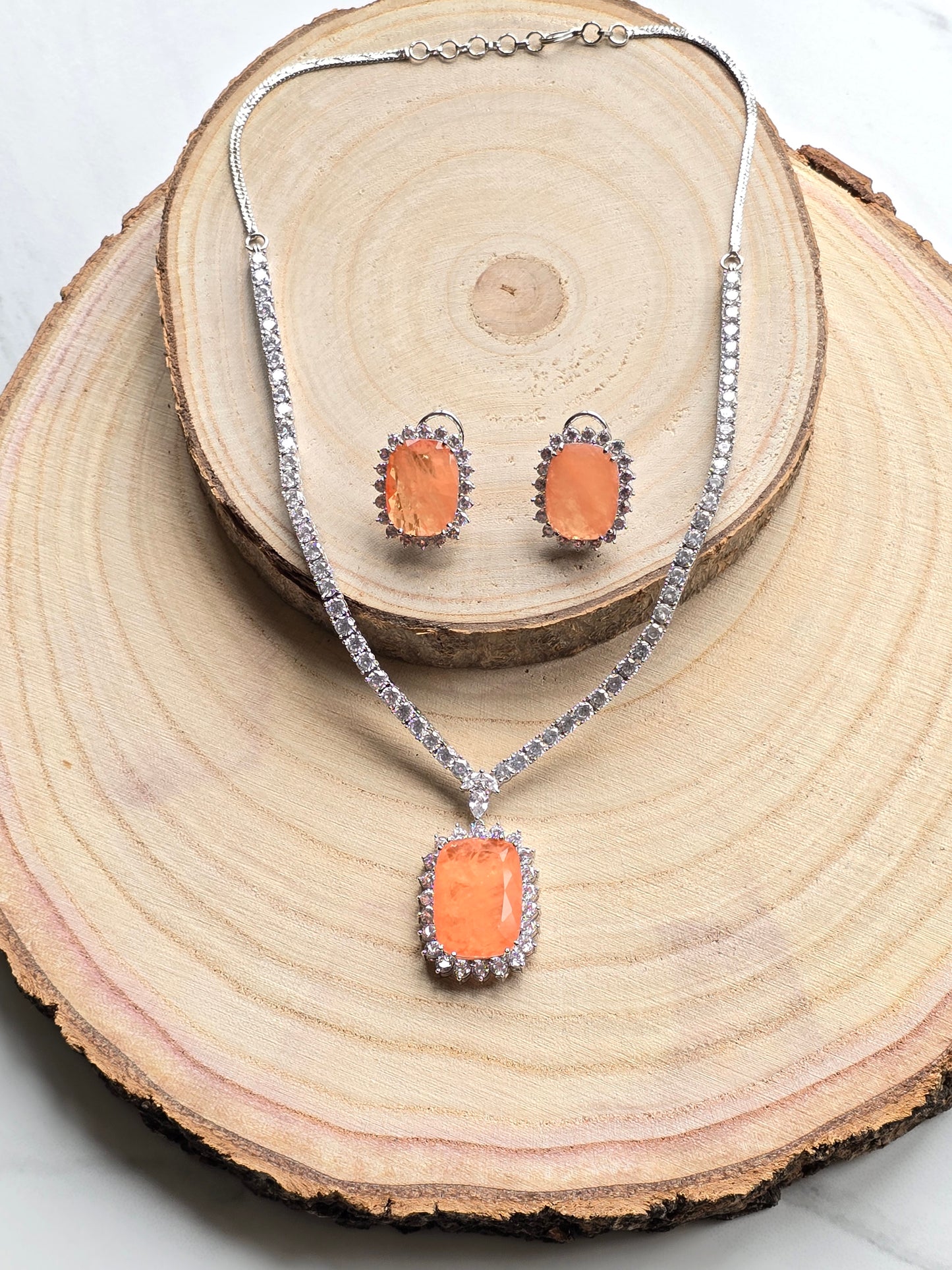 Phoenix Doublet Stone AD Necklace with Doublet Studs