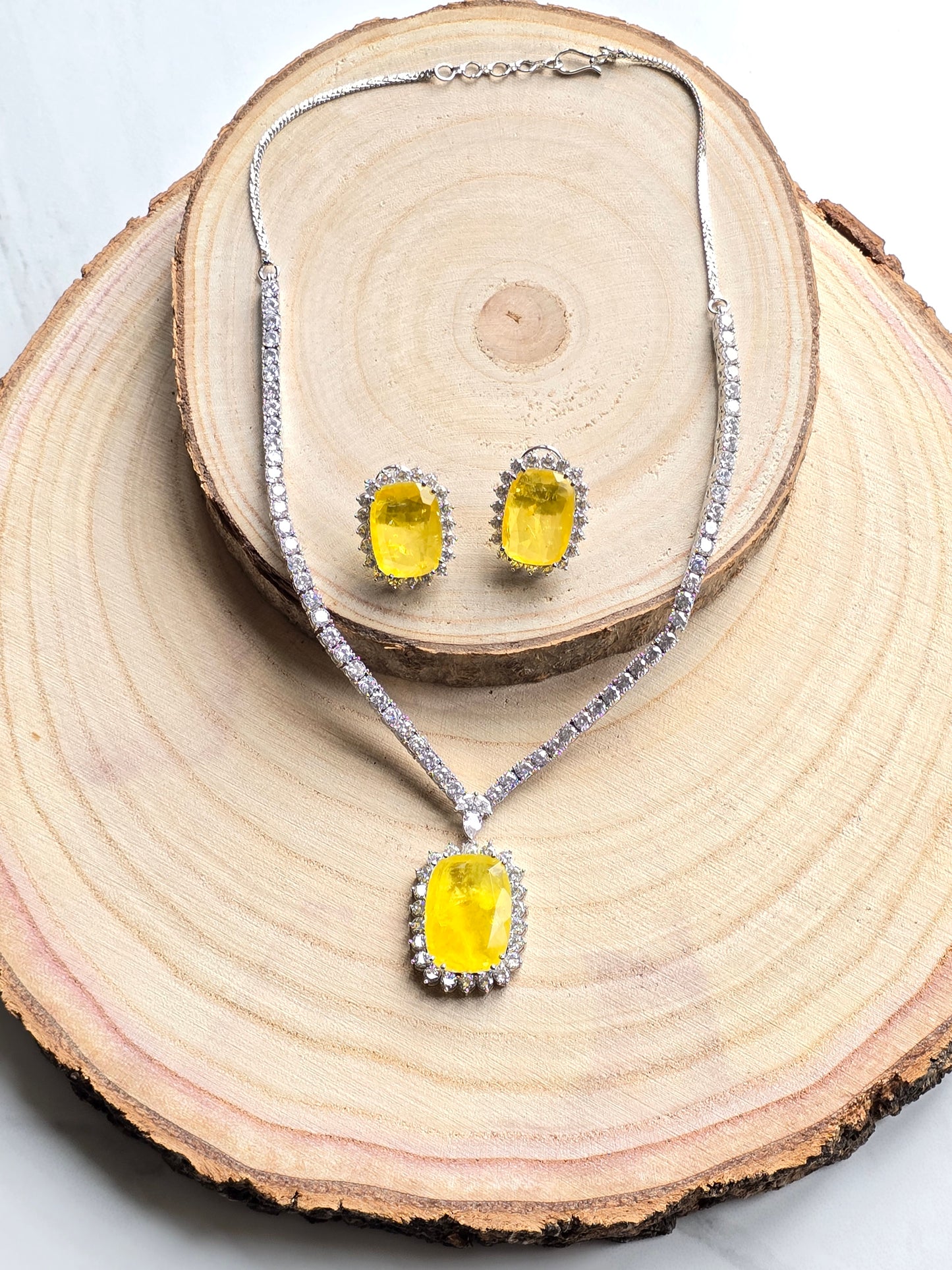 Phoenix Doublet Stone AD Necklace with Doublet Studs