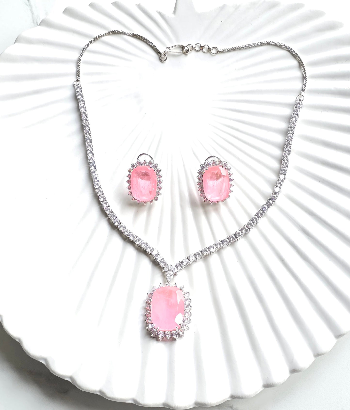 Phoenix Doublet Stone AD Necklace with Doublet Studs