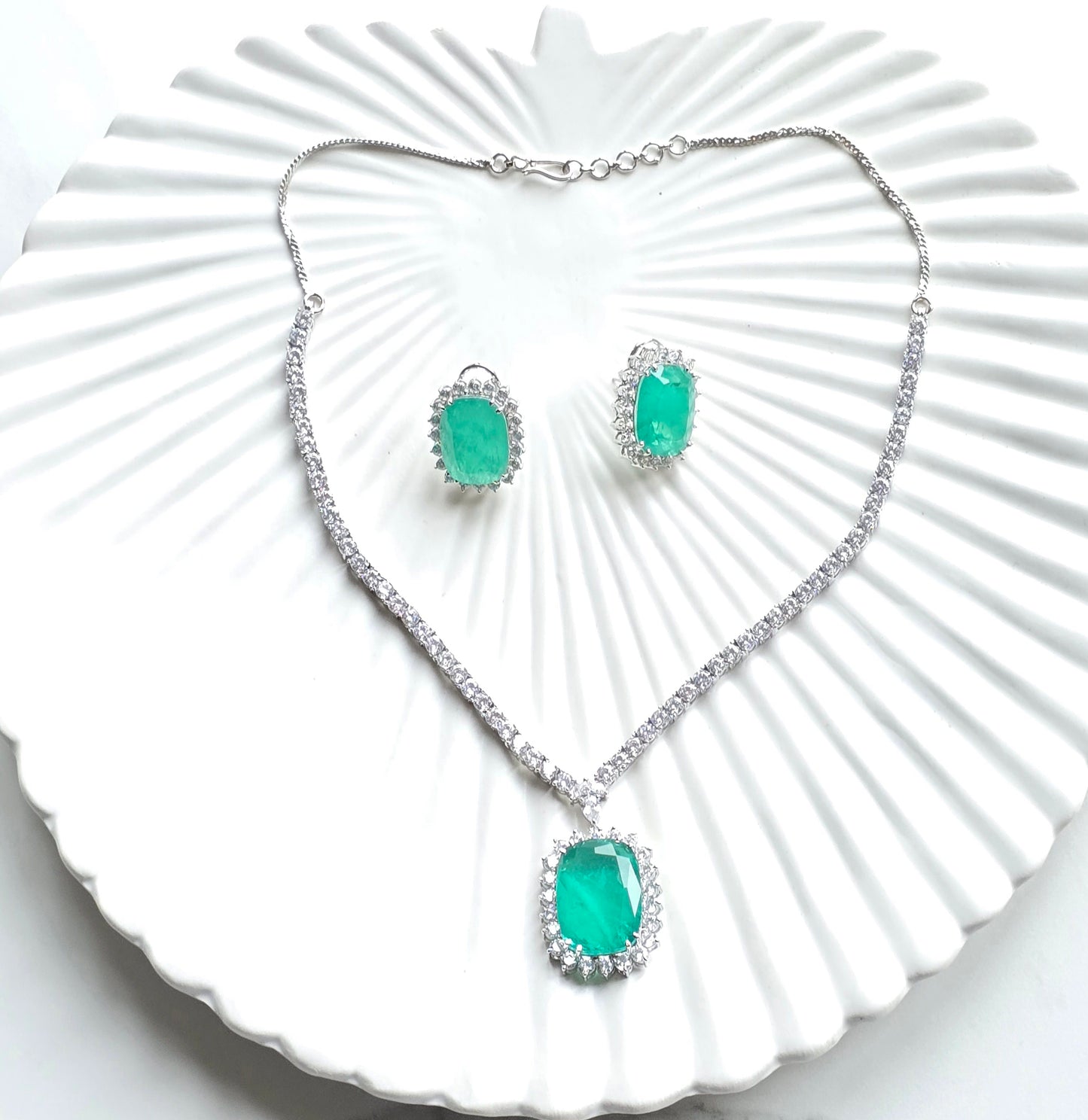Phoenix Doublet Stone AD Necklace with Doublet Studs