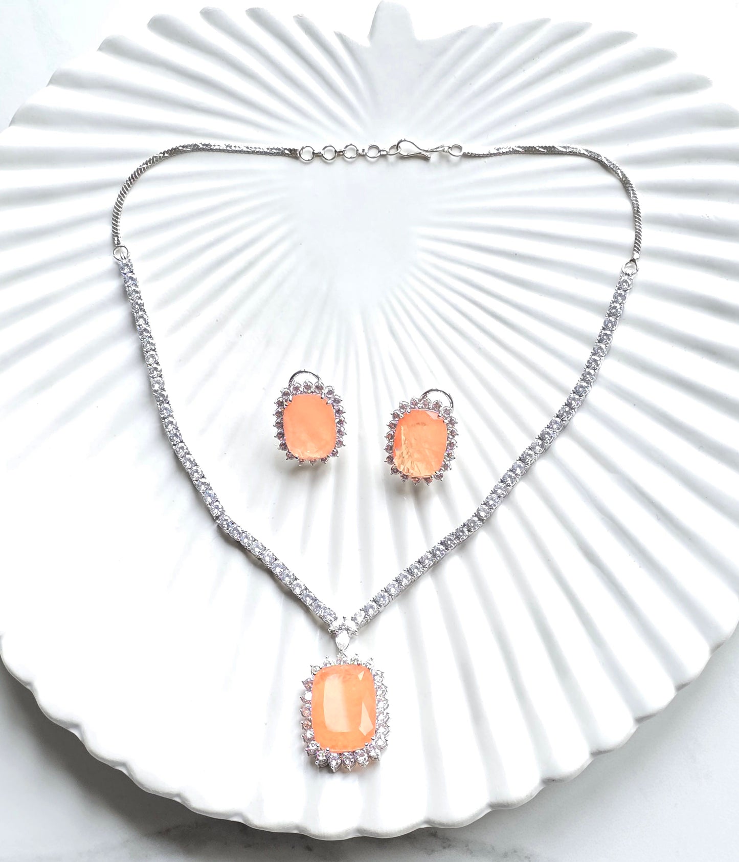 Phoenix Doublet Stone AD Necklace with Doublet Studs