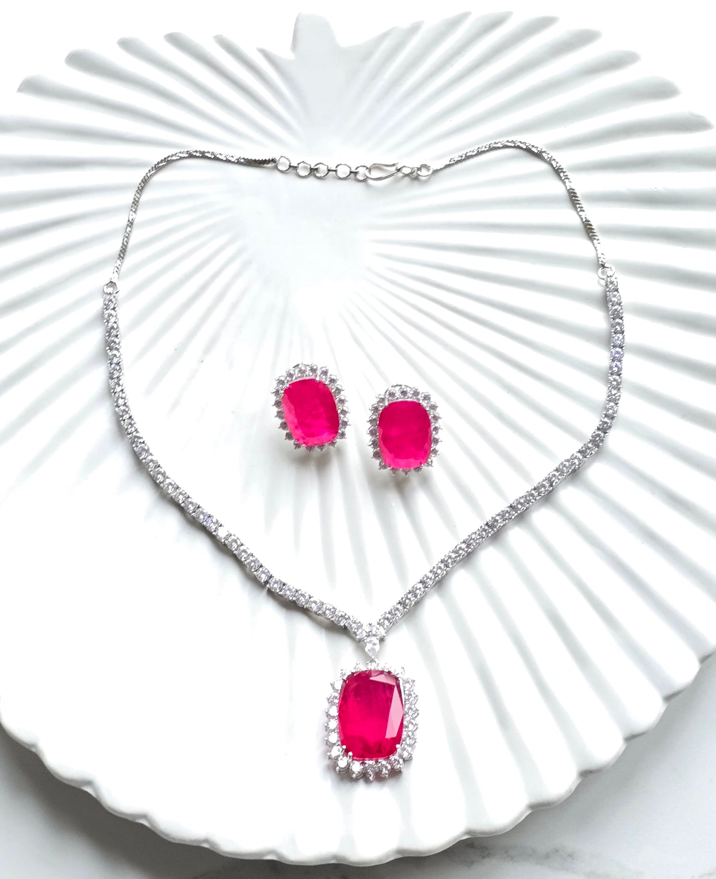 Phoenix Doublet Stone AD Necklace with Doublet Studs