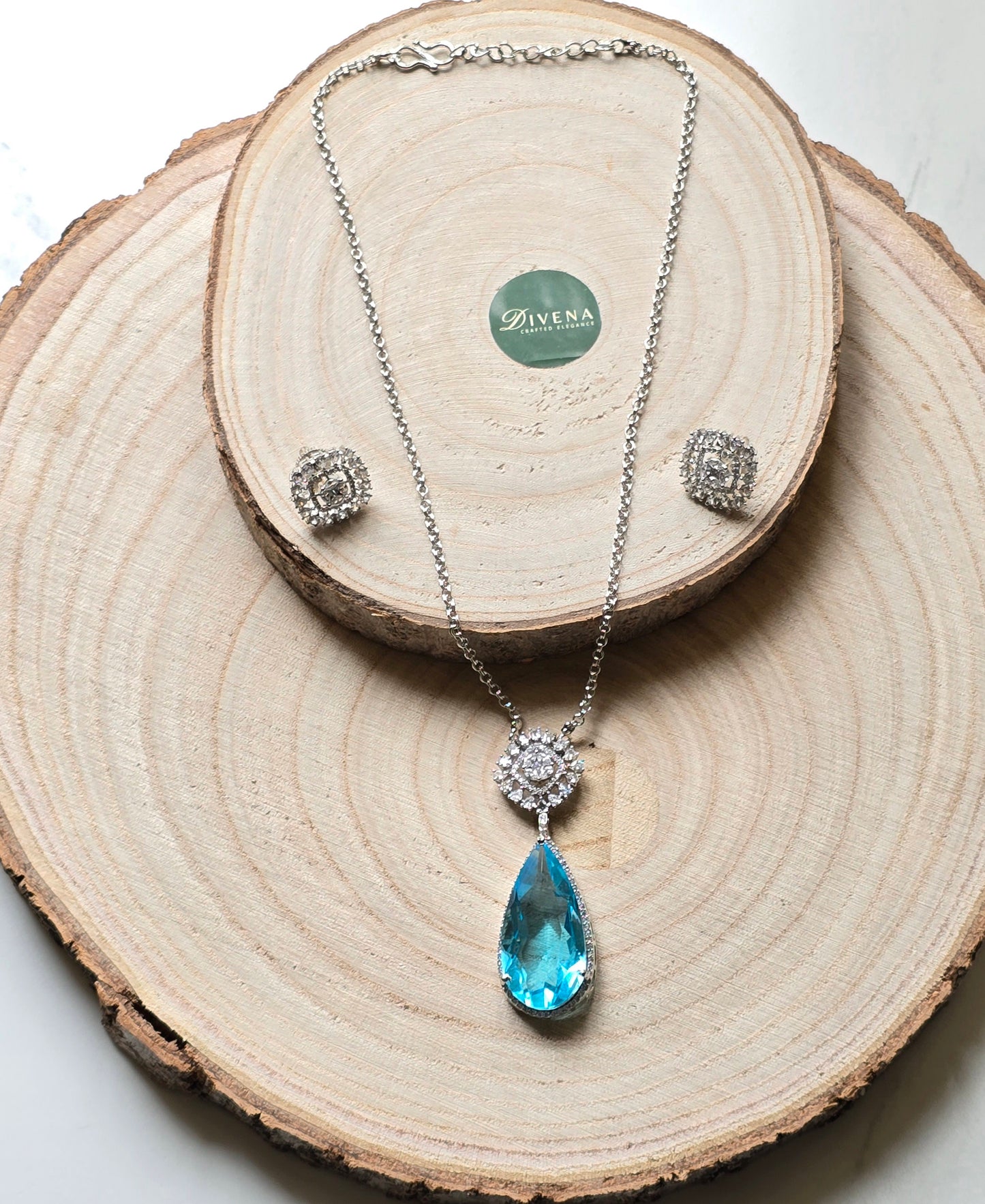 Myla CZ Tear Drop Crystal Pendant Set