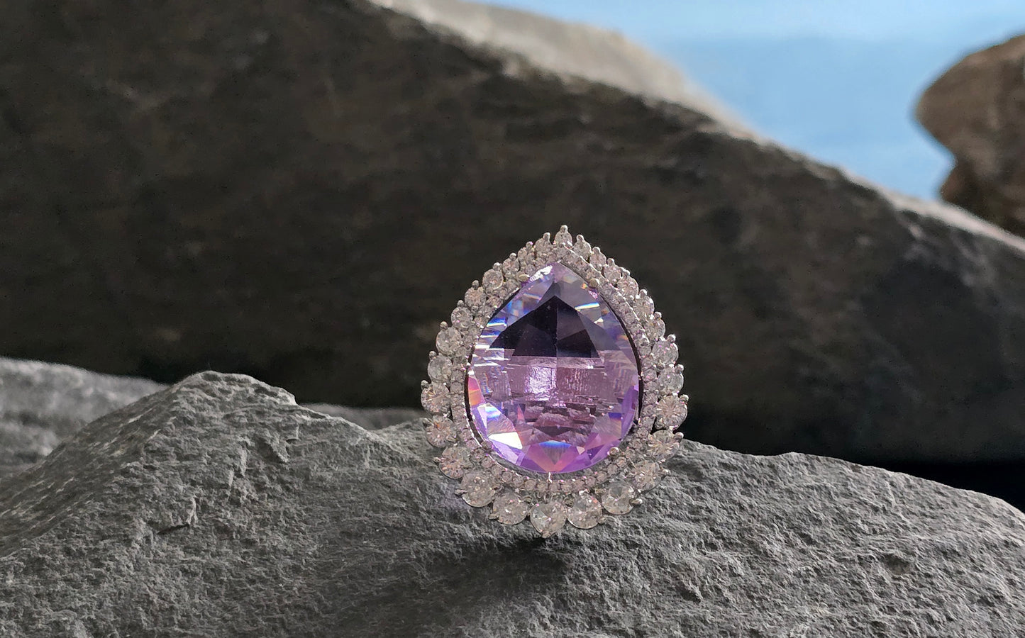 Elliana Cocktail Crystal Adjustable Ring