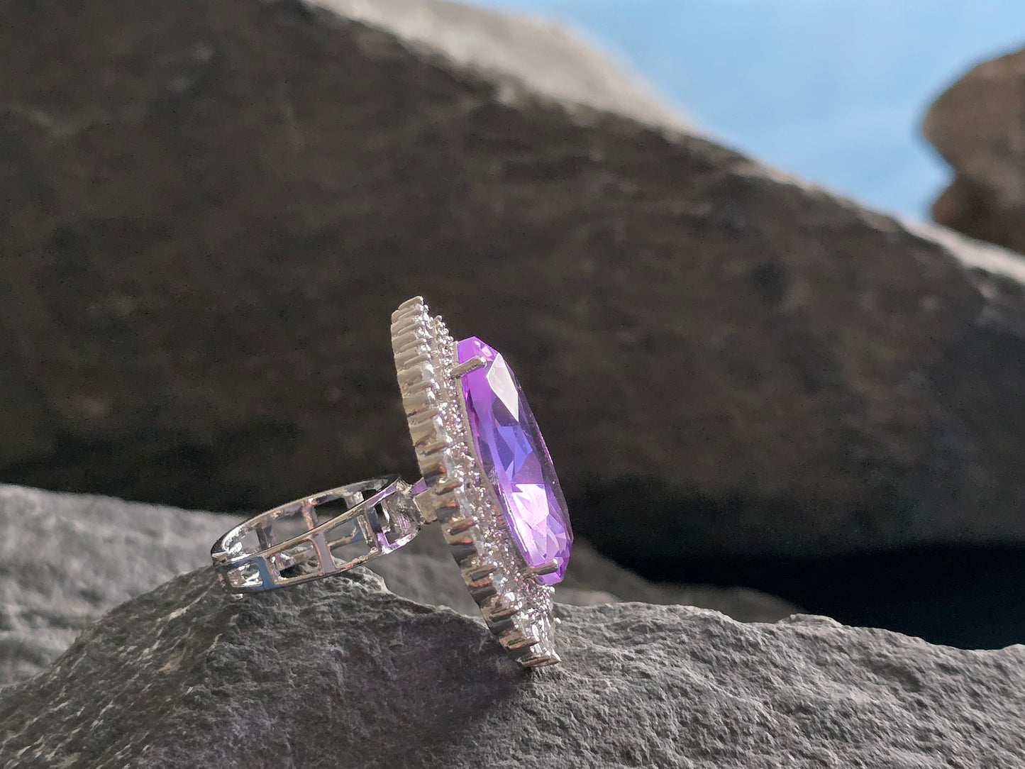 Elliana Cocktail Crystal Adjustable Ring