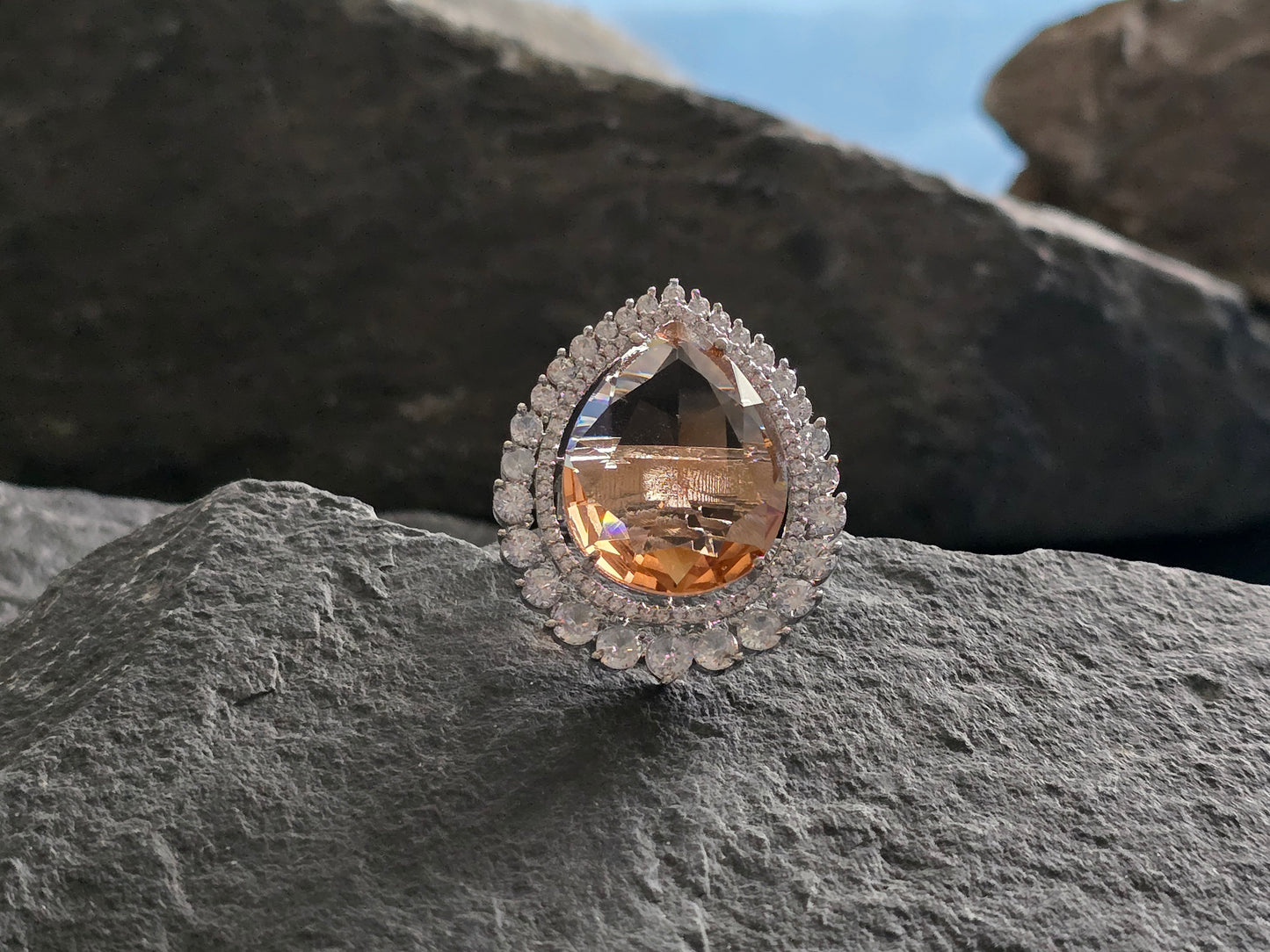 Elliana Cocktail Crystal Adjustable Ring