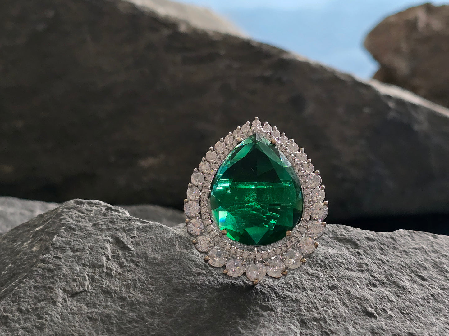 Elliana Cocktail Crystal Adjustable Ring