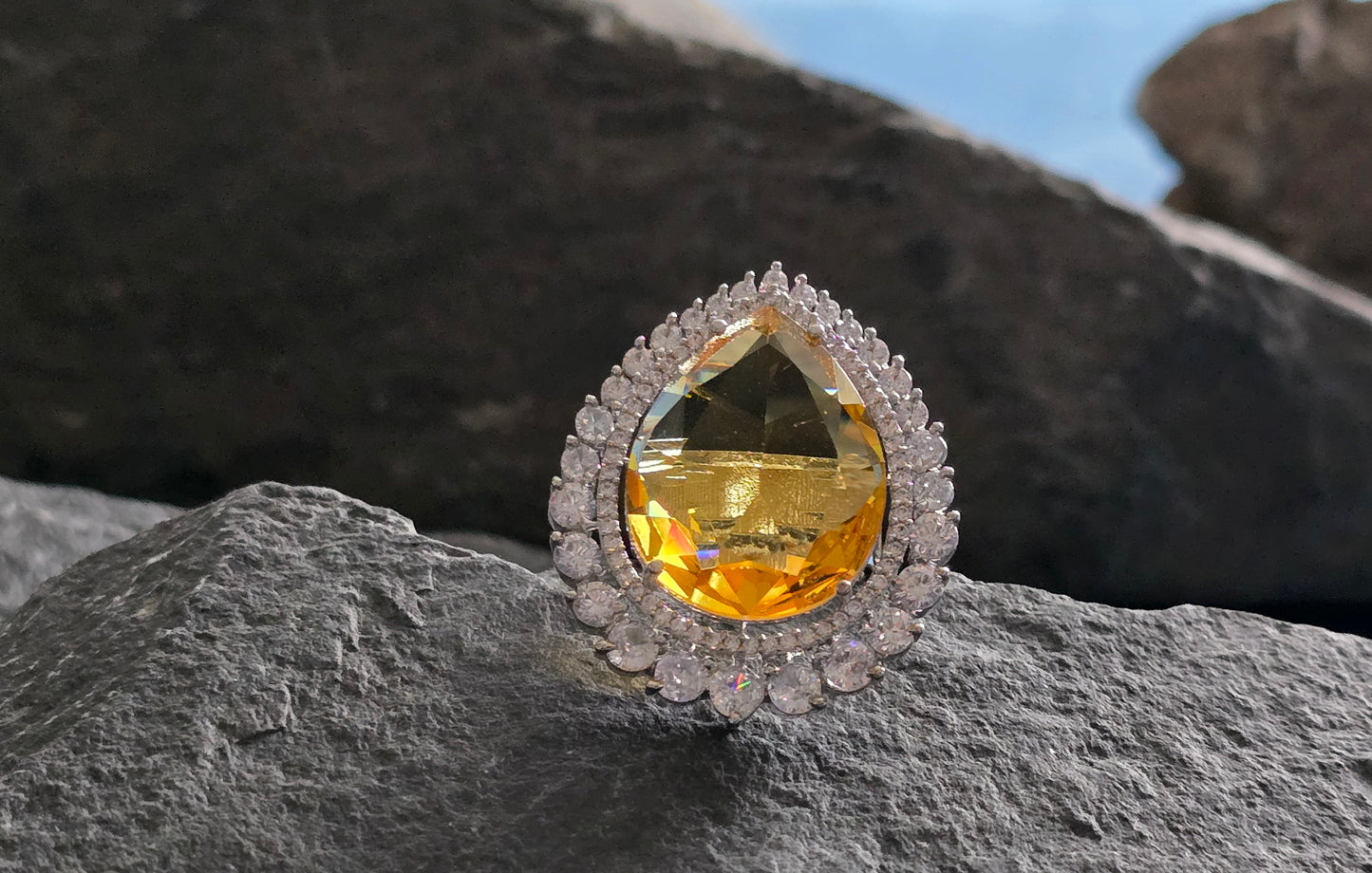 Elliana Cocktail Crystal Adjustable Ring