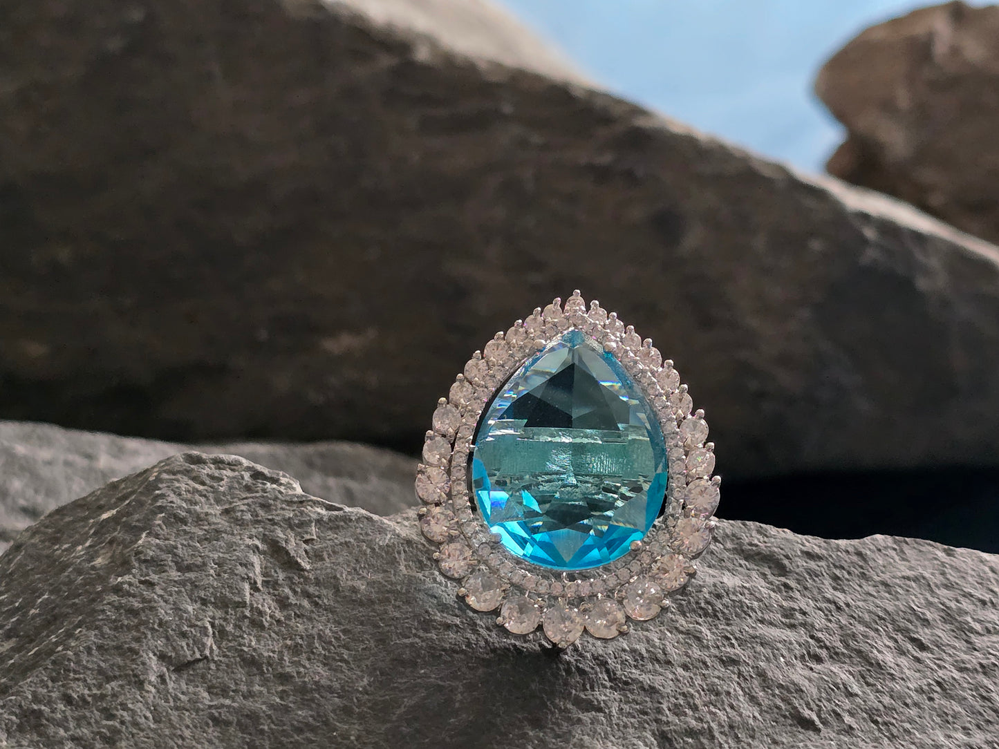 Elliana Cocktail Crystal Adjustable Ring