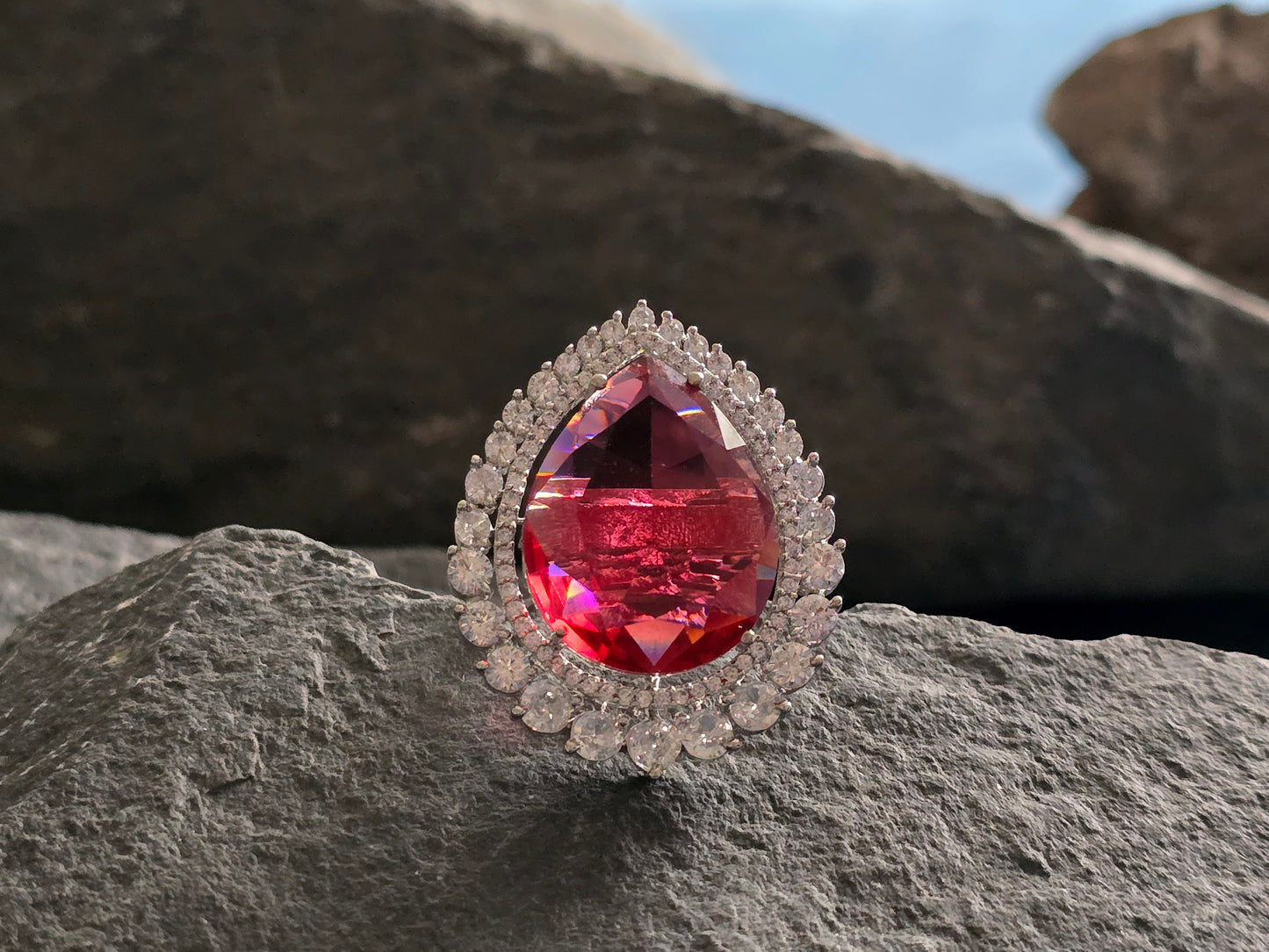 Elliana Cocktail Crystal Adjustable Ring