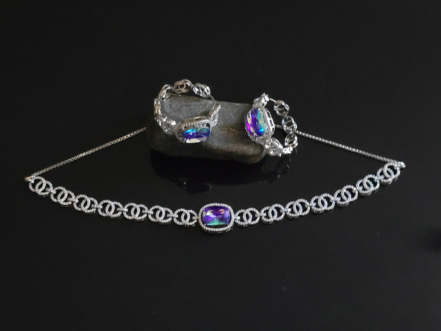 Viviana Crystal CZ Choker Necklace Set
