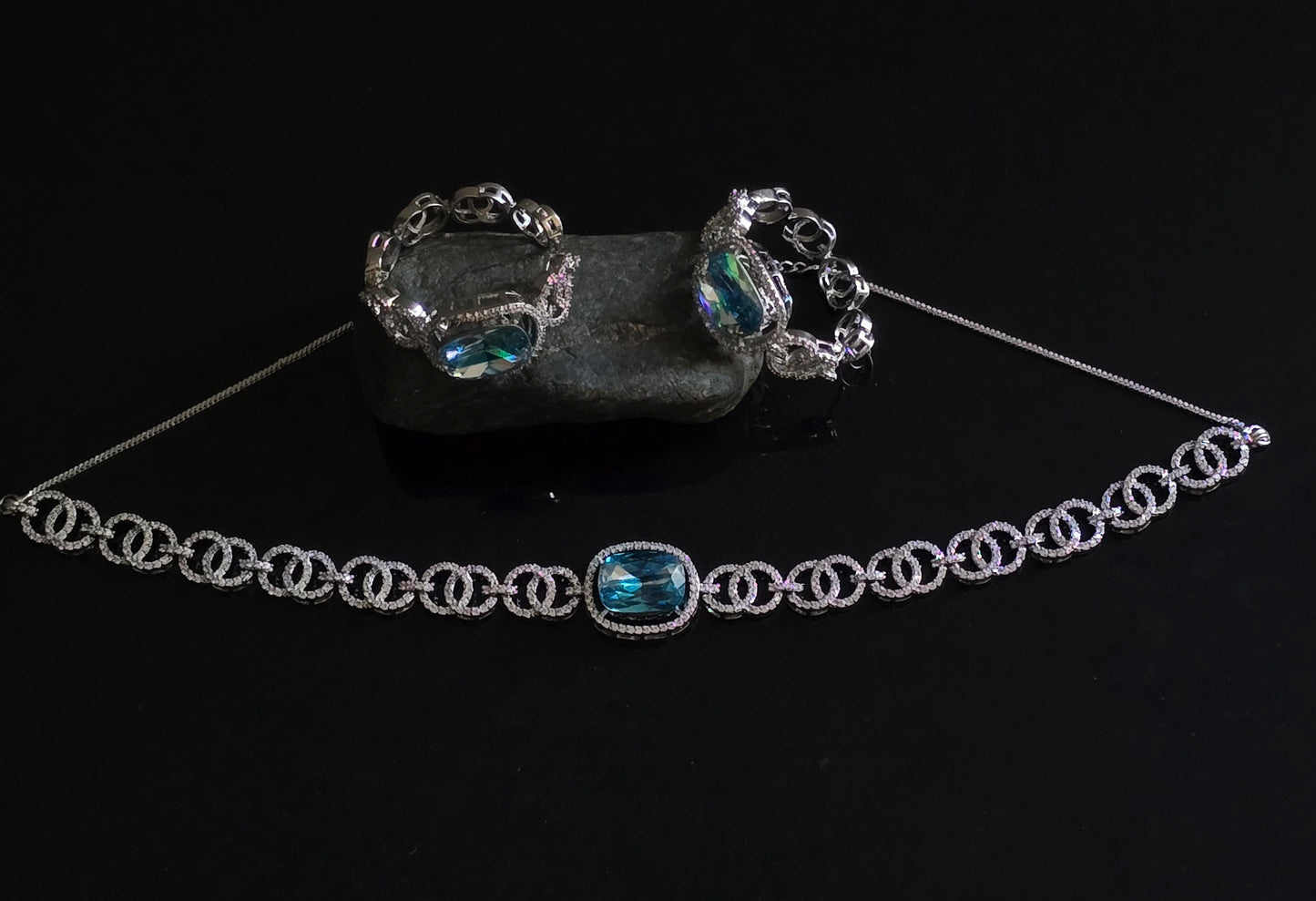 Viviana Crystal CZ Choker Necklace Set