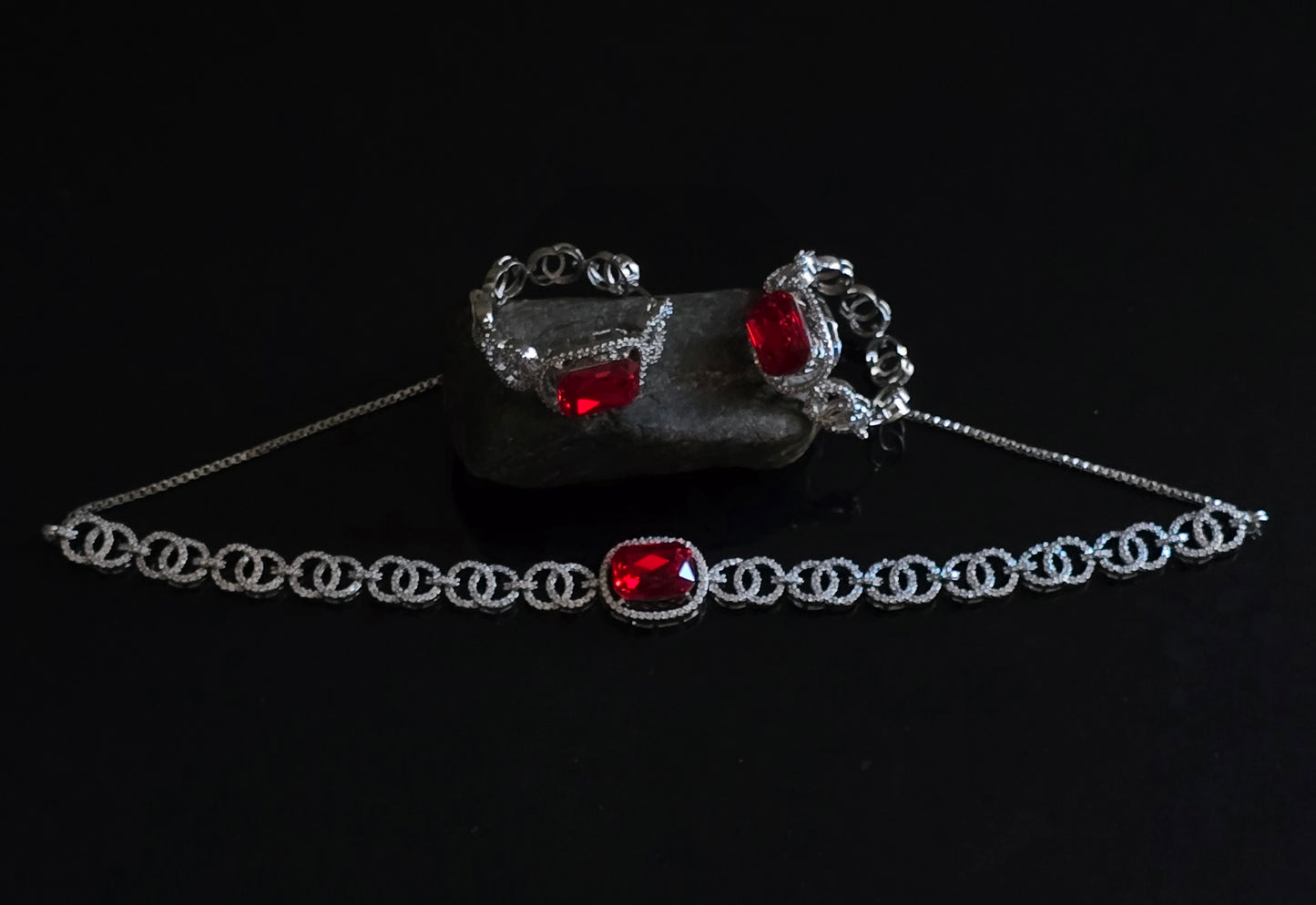 Viviana Crystal CZ Choker Necklace Set
