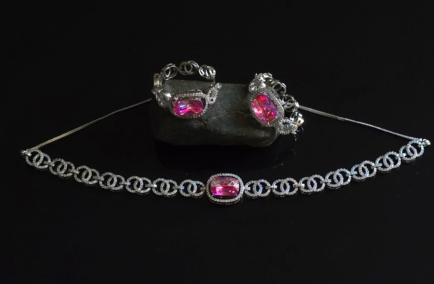 Viviana Crystal CZ Choker Necklace Set