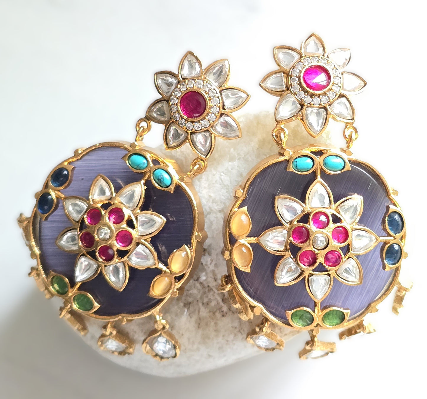 Eliza Handcrafted Navratan Polki Necklace Set