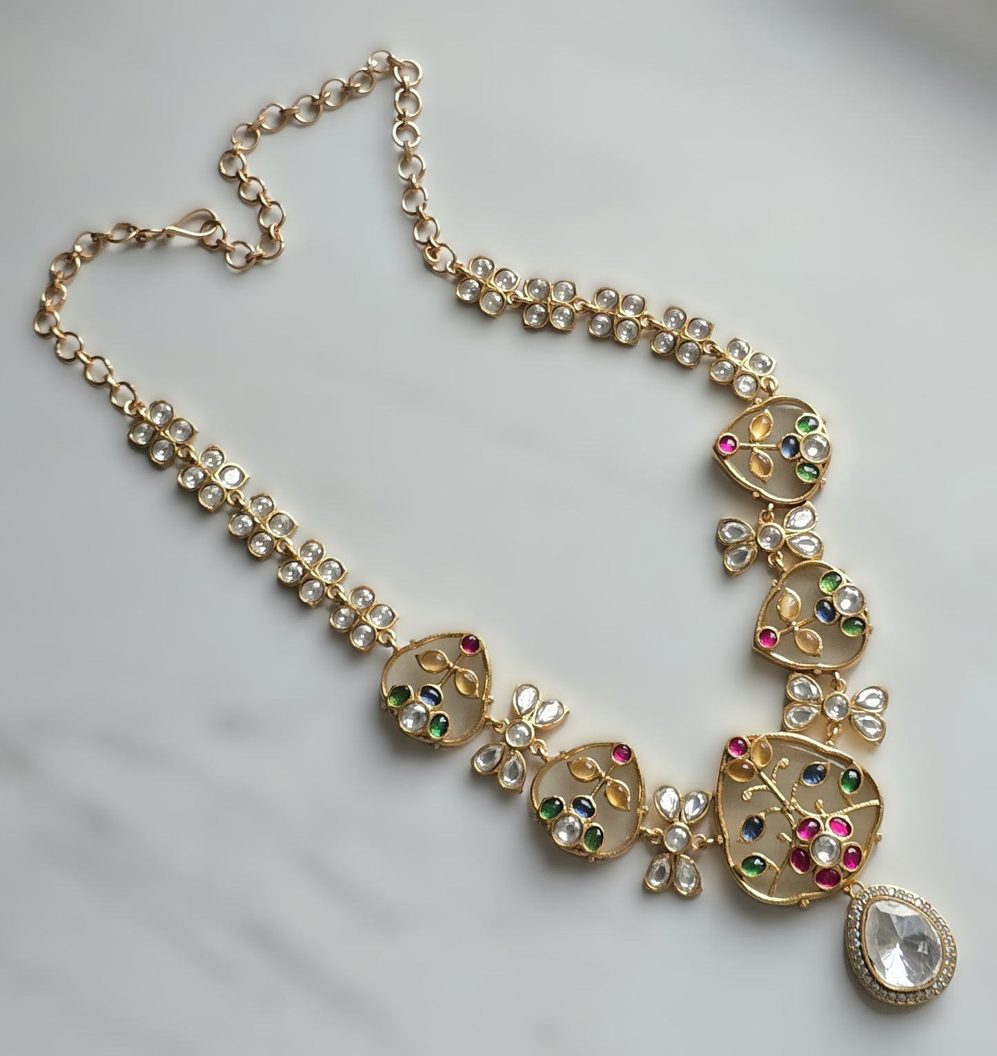 Kate Handcrafted Polki Necklace Set with Inlay art