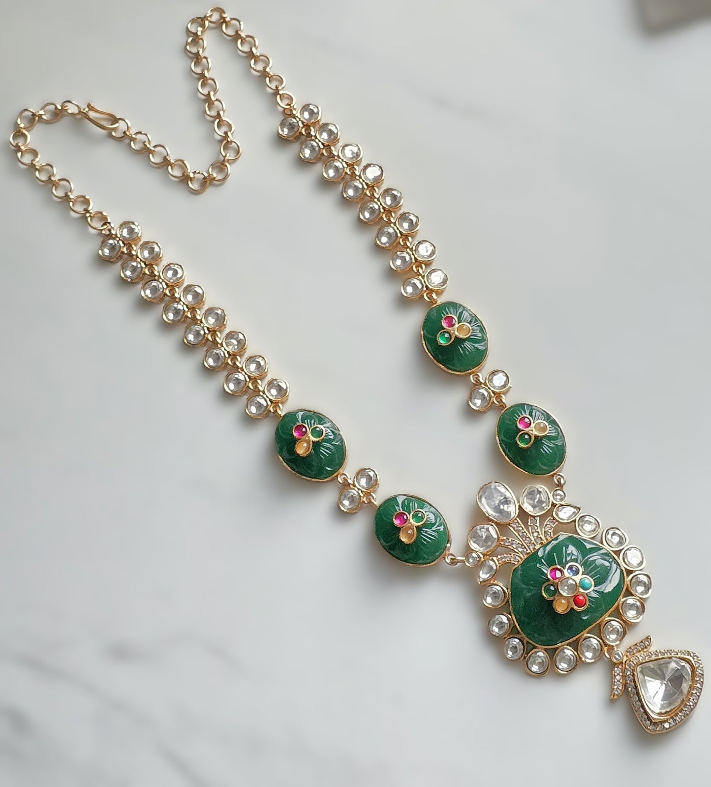 Isabella Handcrafted Polki Necklace Set with Inlay Art