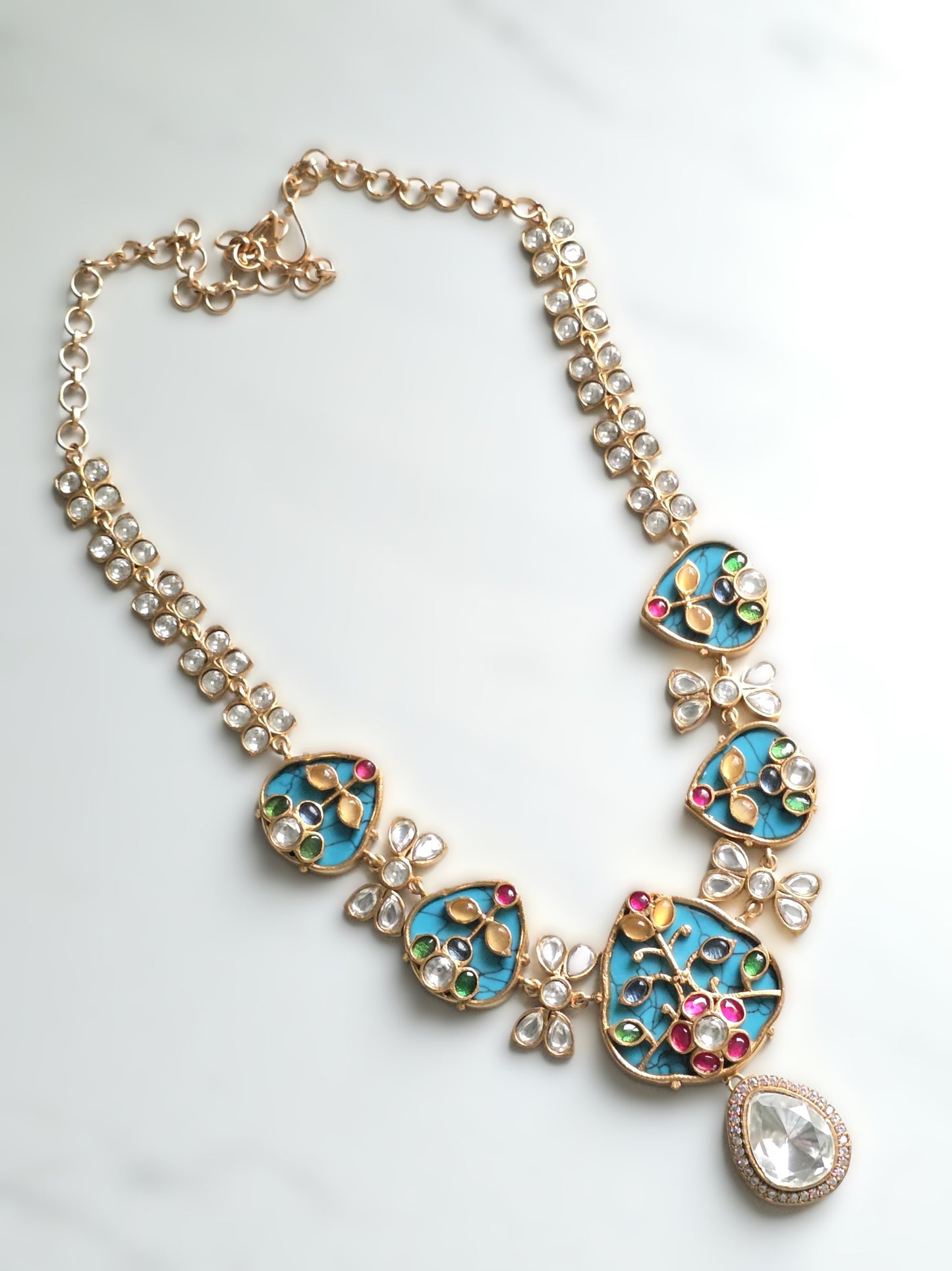 Kate Handcrafted Polki Necklace Set with Inlay art