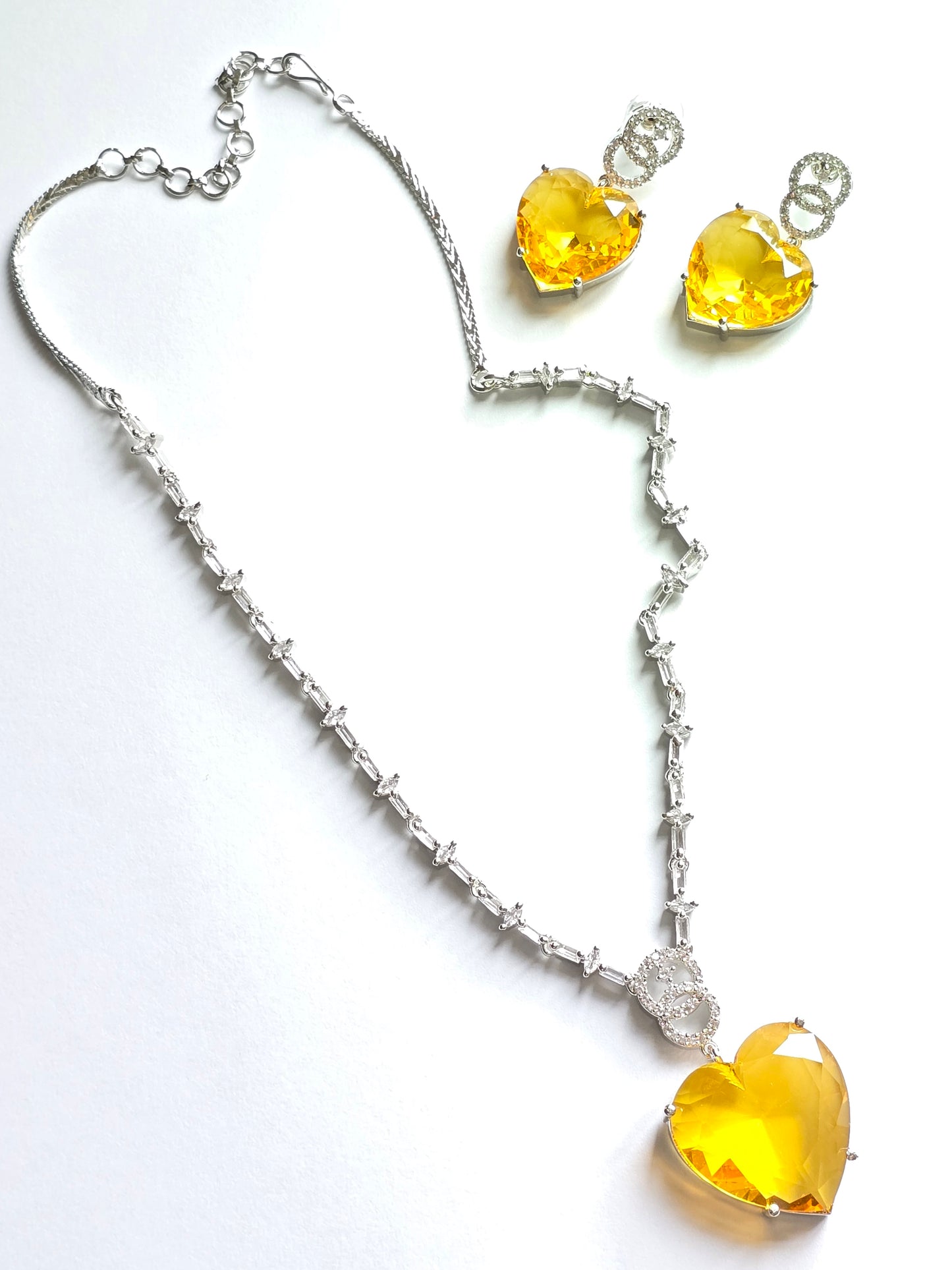 Crystal Heart Pendant Set