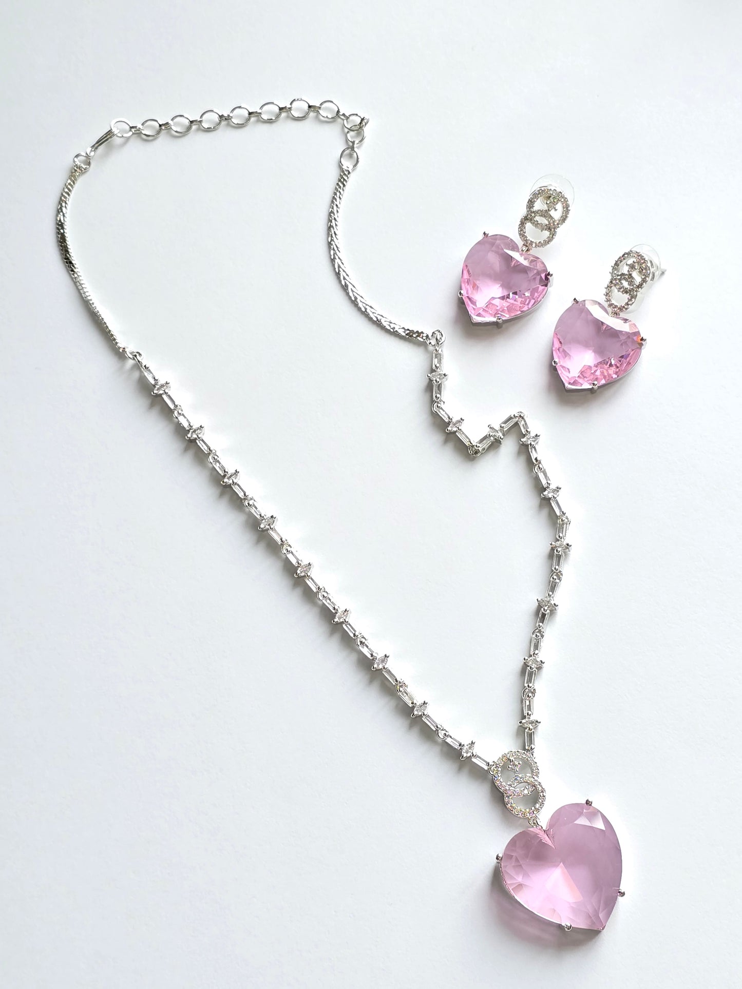 Crystal Heart Pendant Set