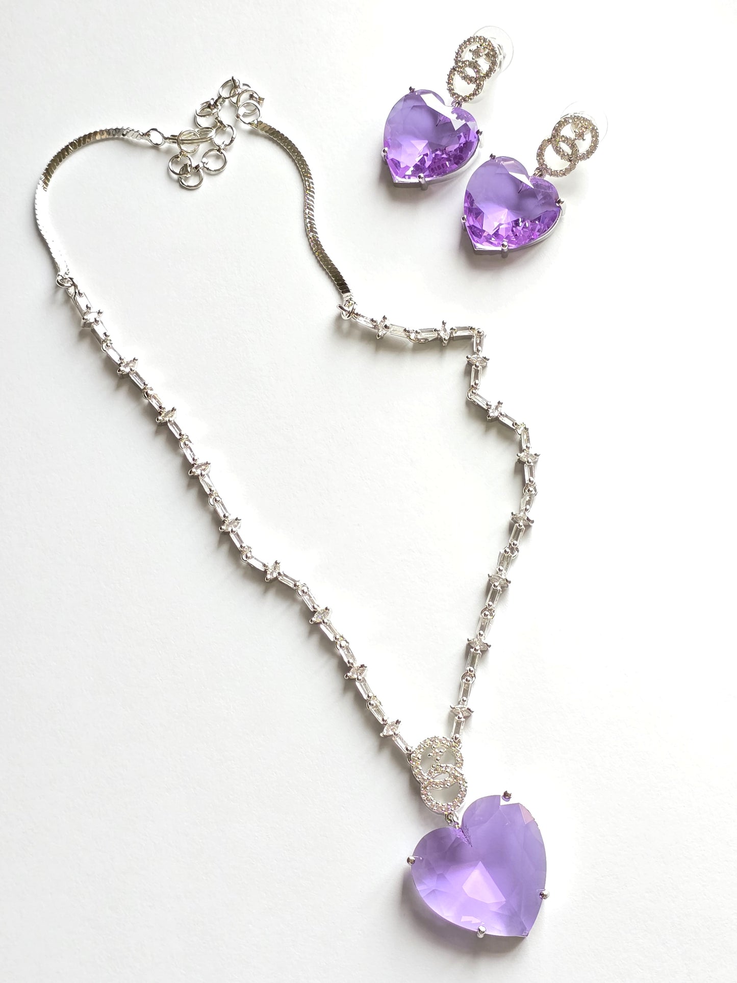 Crystal Heart Pendant Set