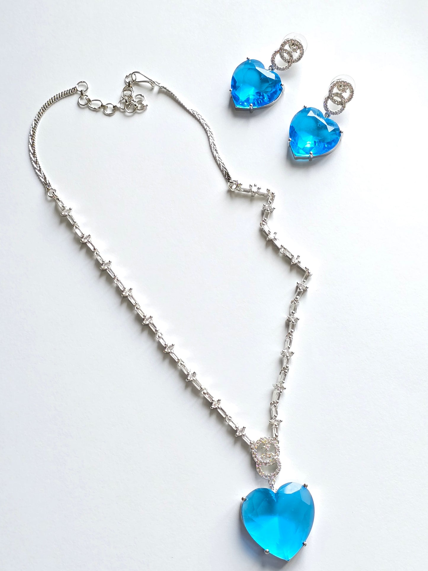 Crystal Heart Pendant Set