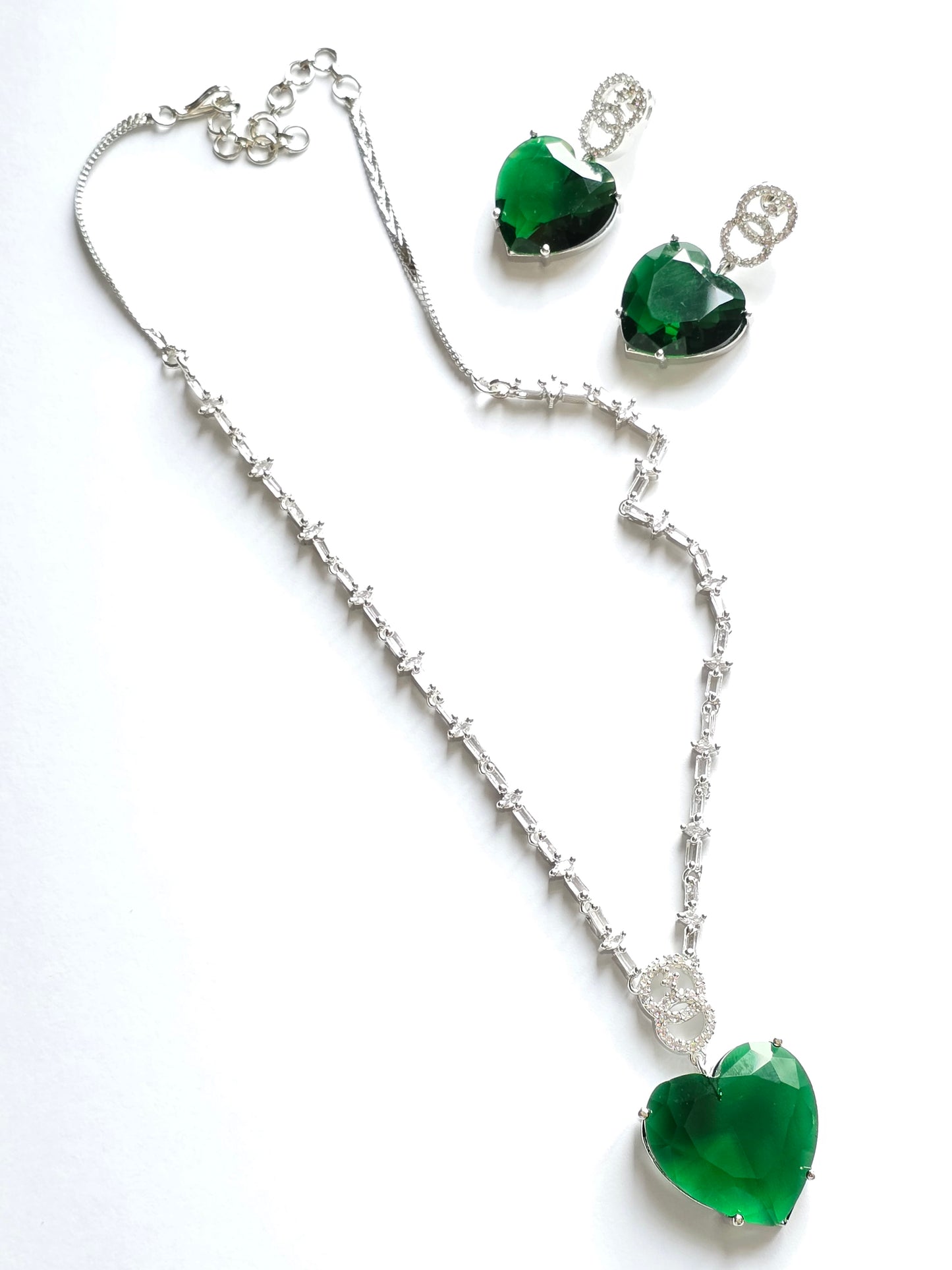 Crystal Heart Pendant Set