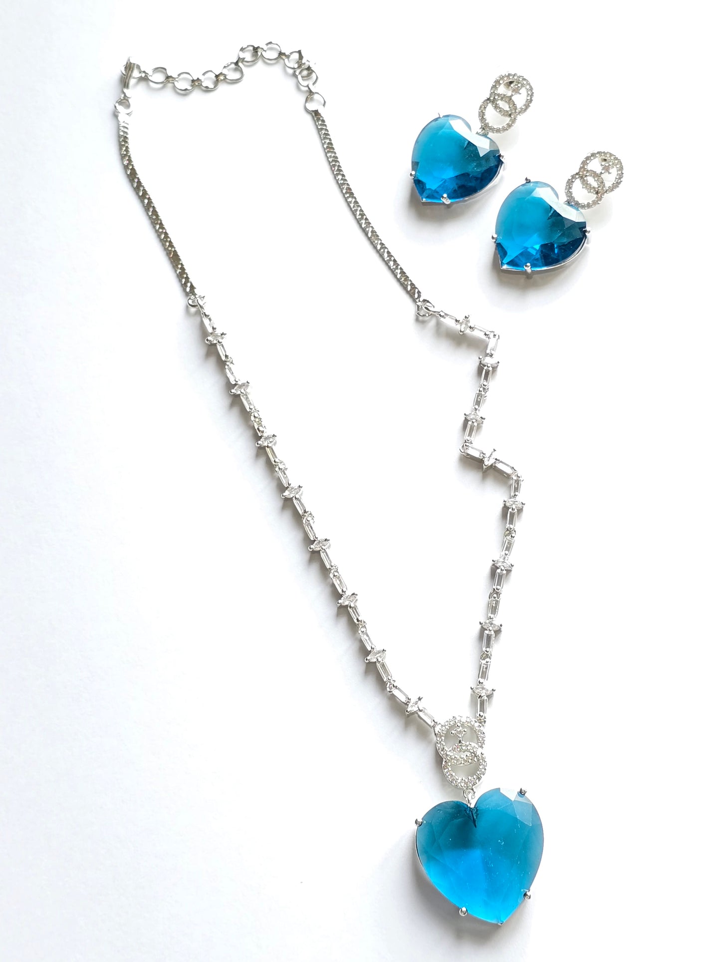 Crystal Heart Pendant Set