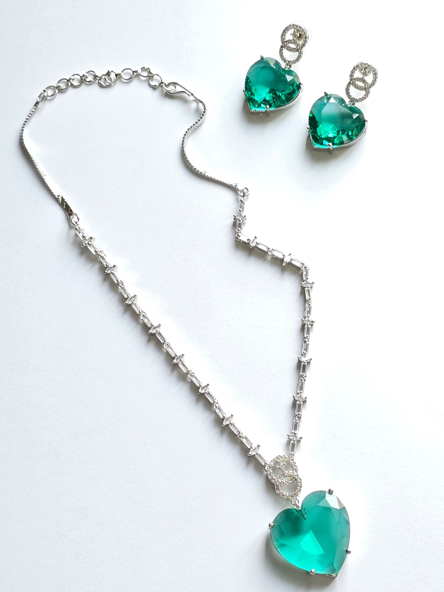 Crystal Heart Pendant Set