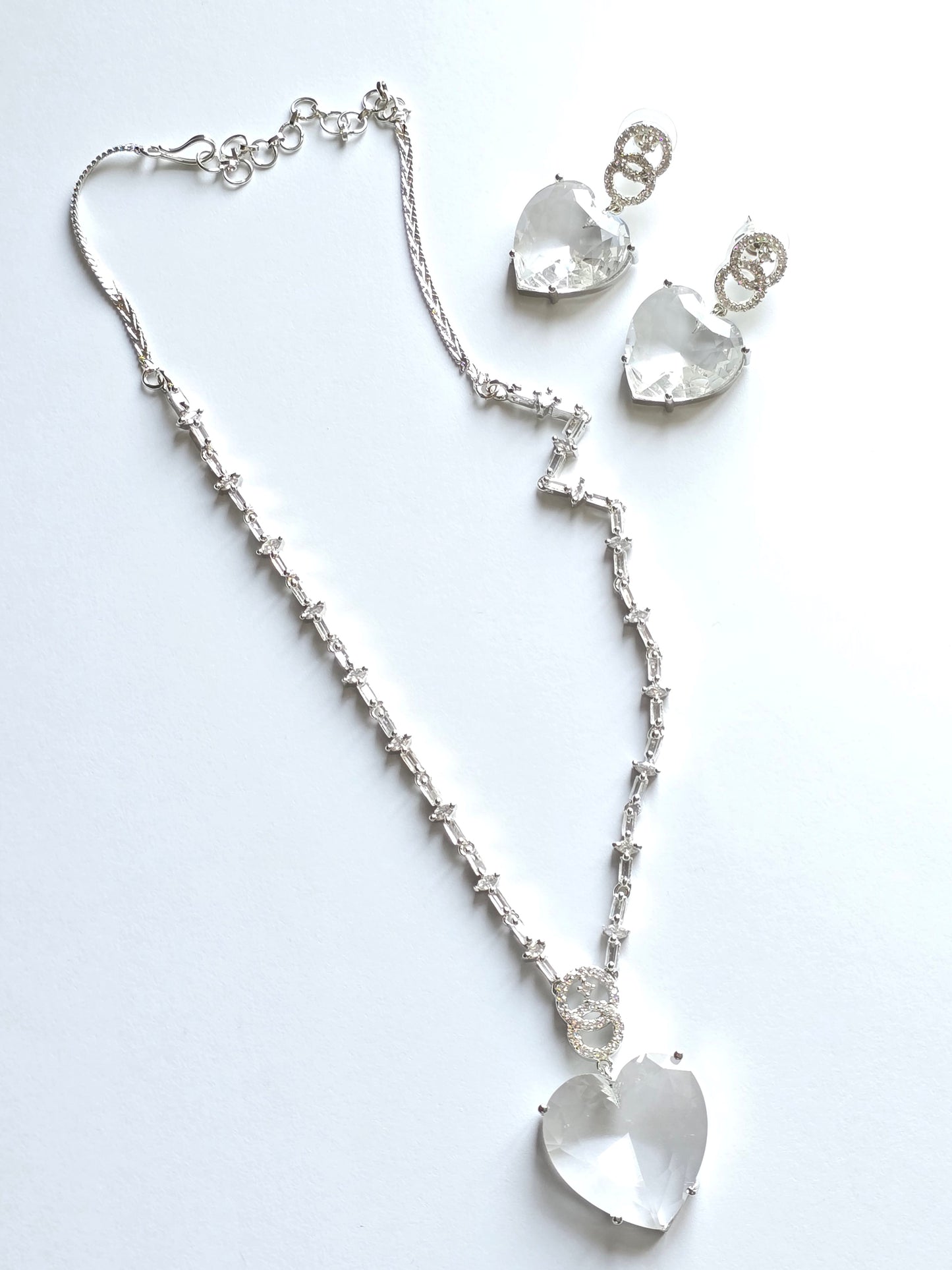 Crystal Heart Pendant Set