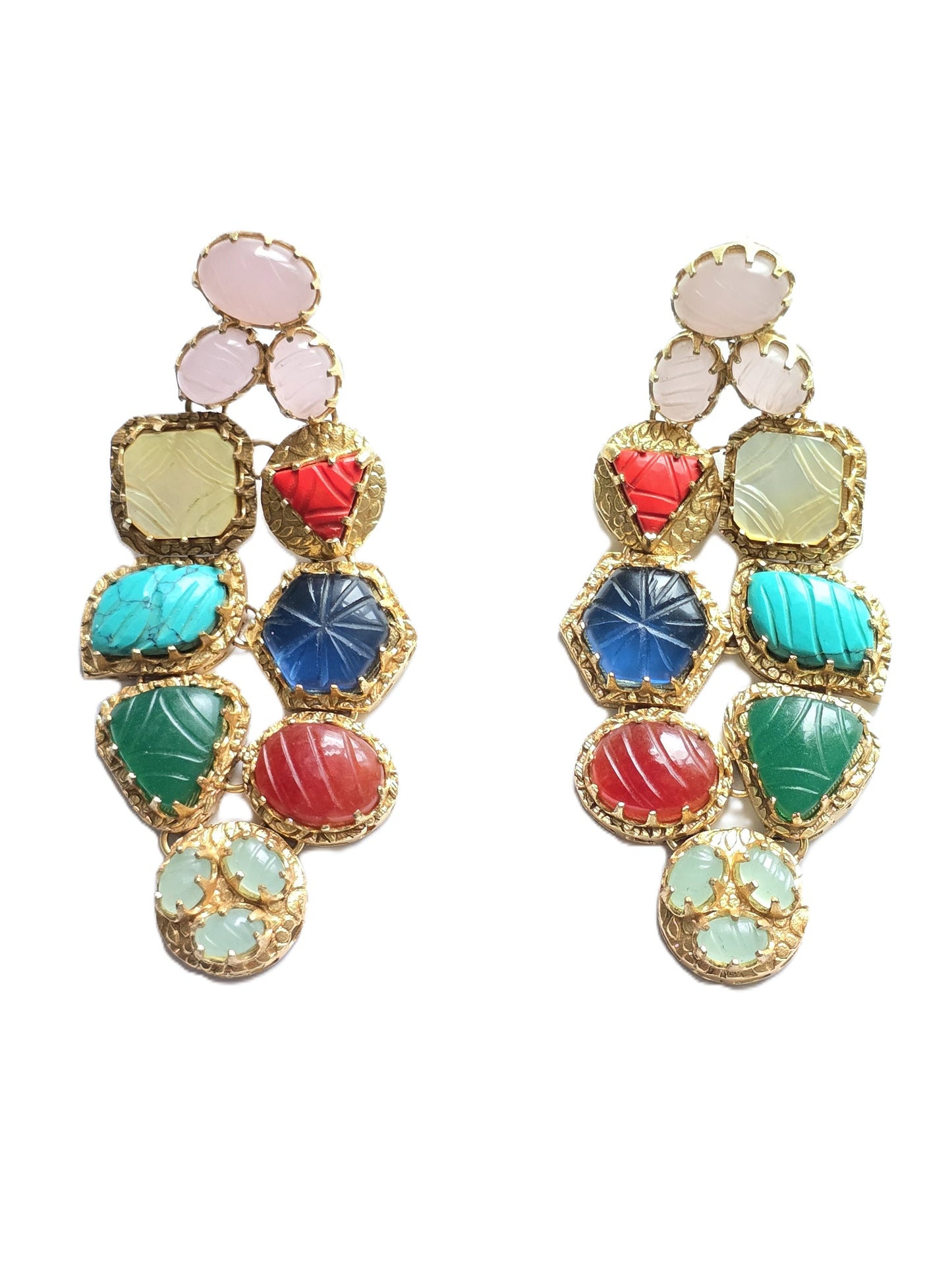 Navratan Natural Stone Statement Earrings
