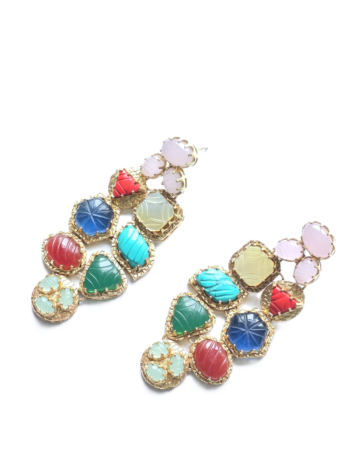 Navratan Natural Stone Statement Earrings