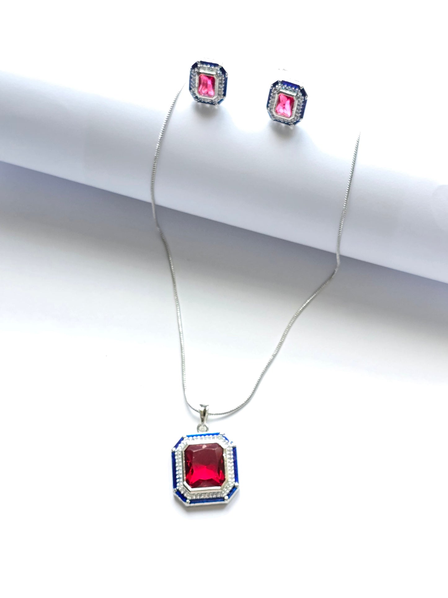 Crystal Pendant Set with Enamel