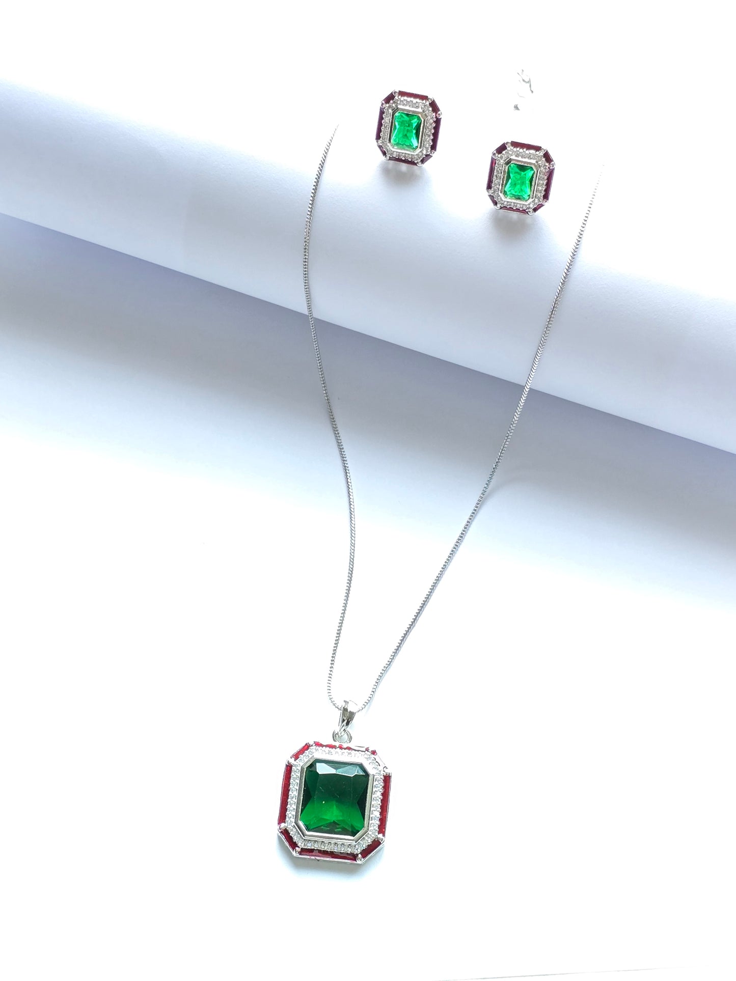 Crystal Pendant Set with Enamel