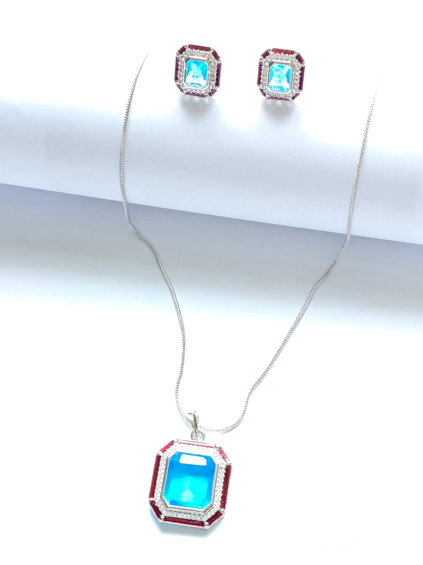 Crystal Pendant Set with Enamel