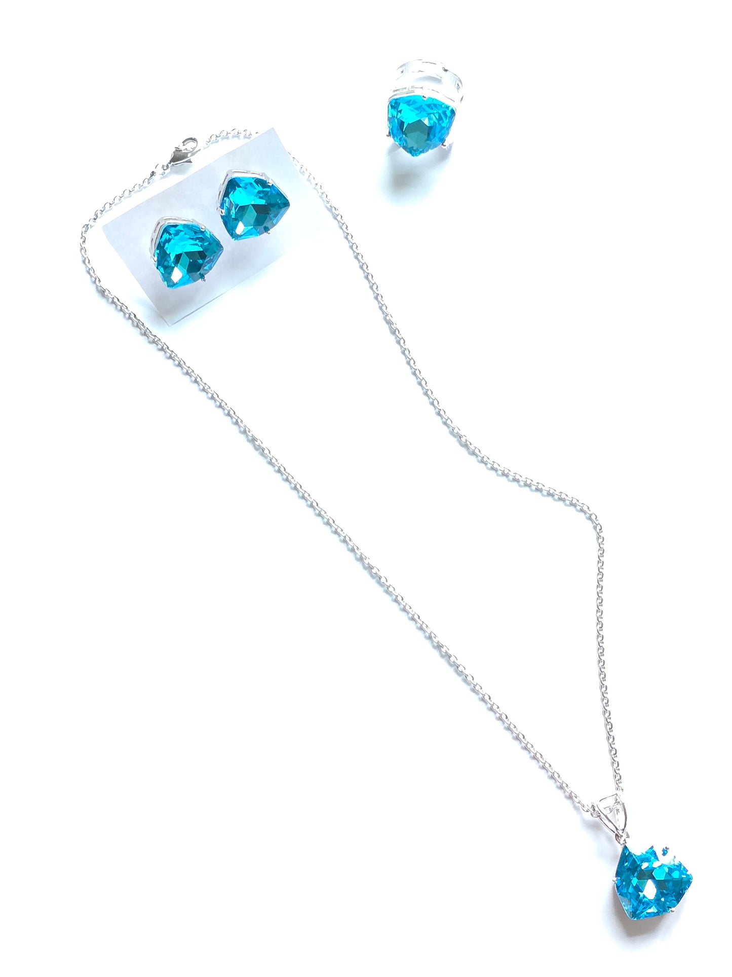 Philomena Solitaire Crystal Pendant Set with Adjustable Ring