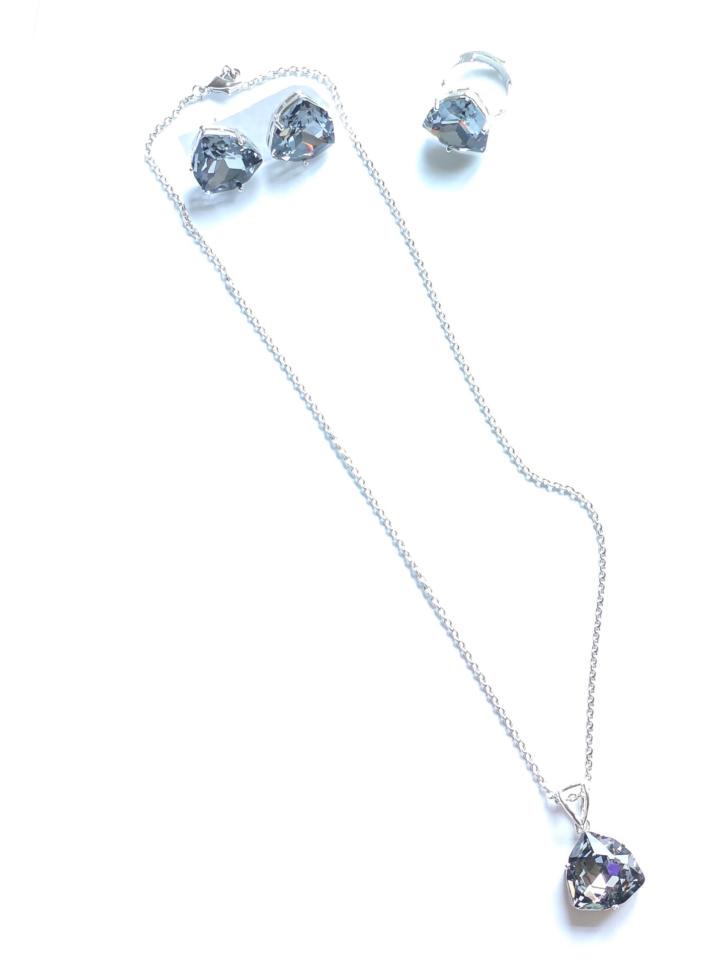 Philomena Solitaire Crystal Pendant Set with Adjustable Ring