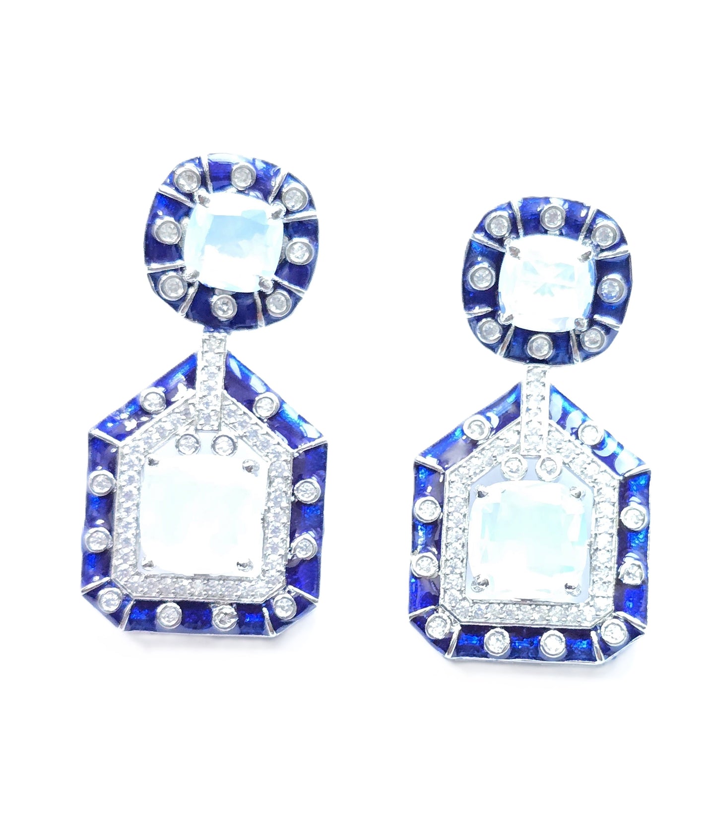 Crystal Dangler with Blue Enamel