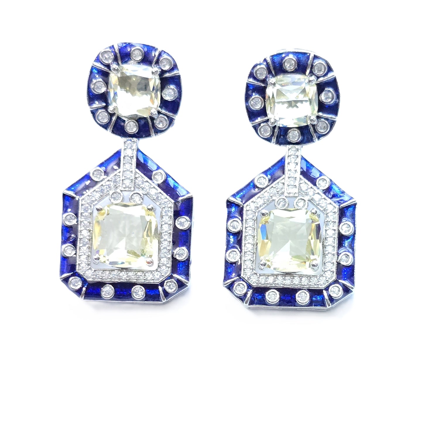 Crystal Dangler with Blue Enamel