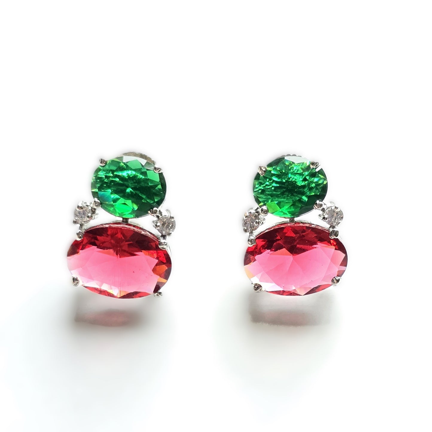 Rosa Dual Crystal Studs Earrings