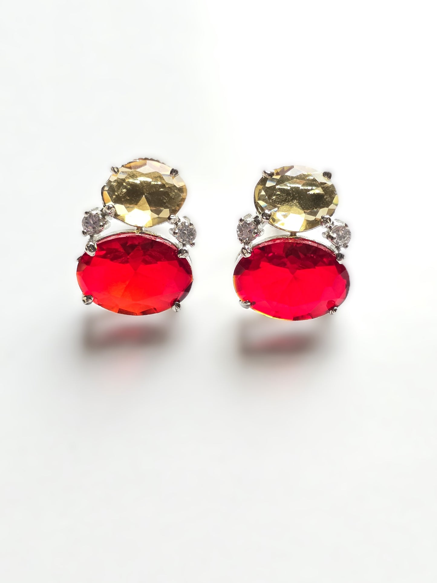 Rosa Dual Crystal Studs Earrings