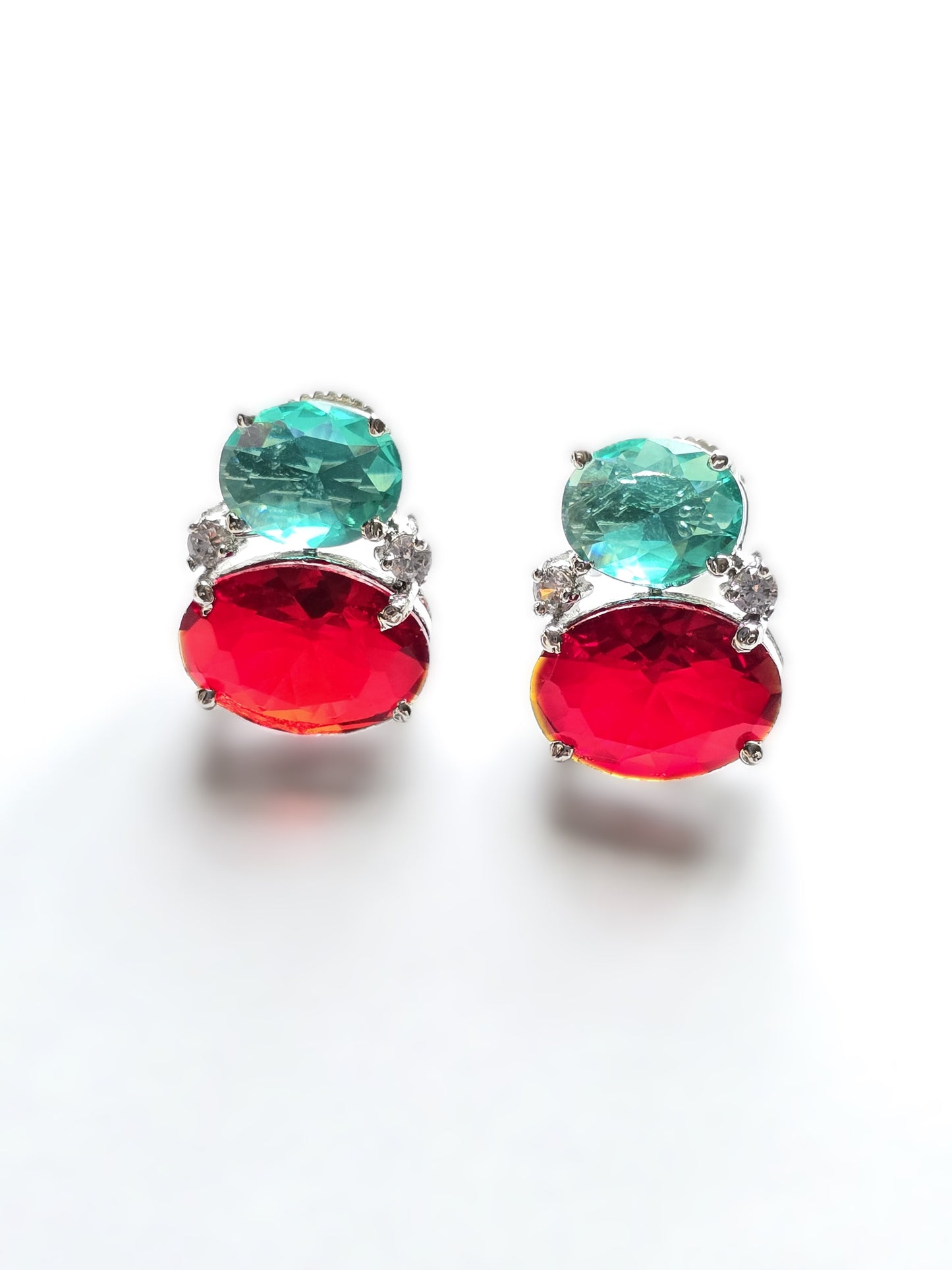 Rosa Dual Crystal Studs Earrings