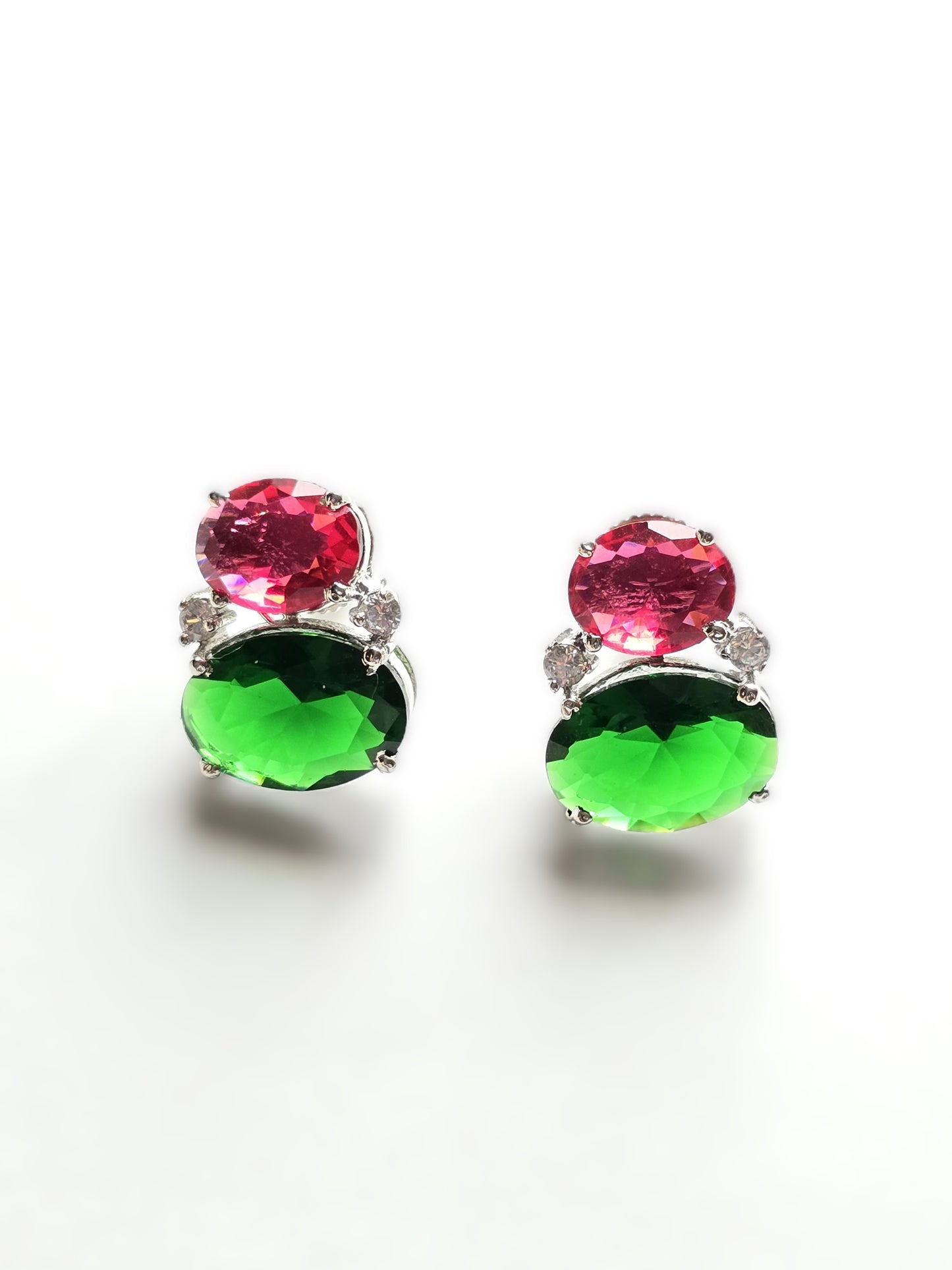 Rosa Dual Crystal Studs Earrings