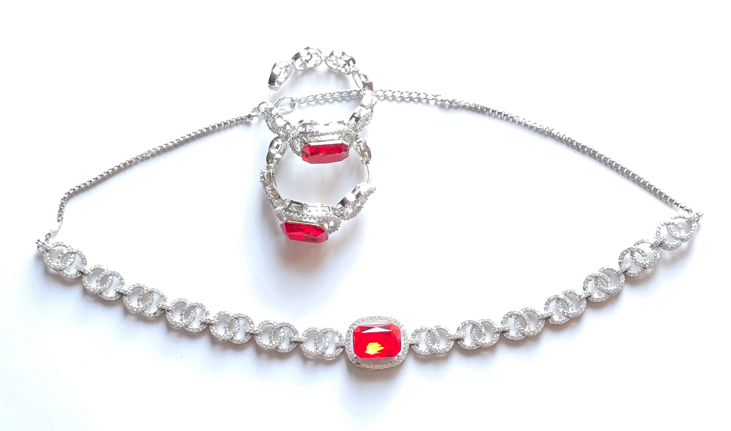 Viviana Crystal CZ Choker Necklace Set