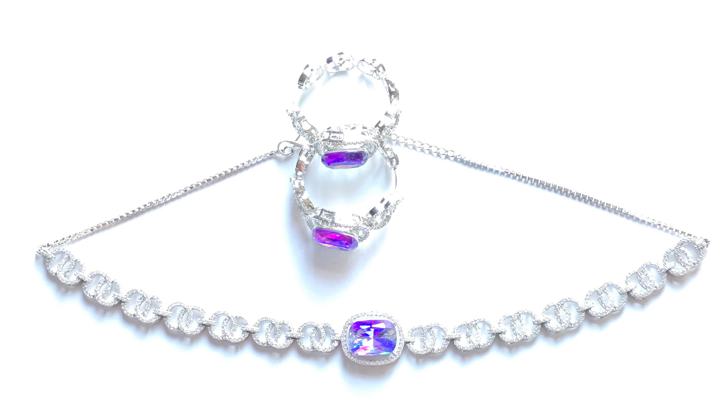 Viviana Crystal CZ Choker Necklace Set