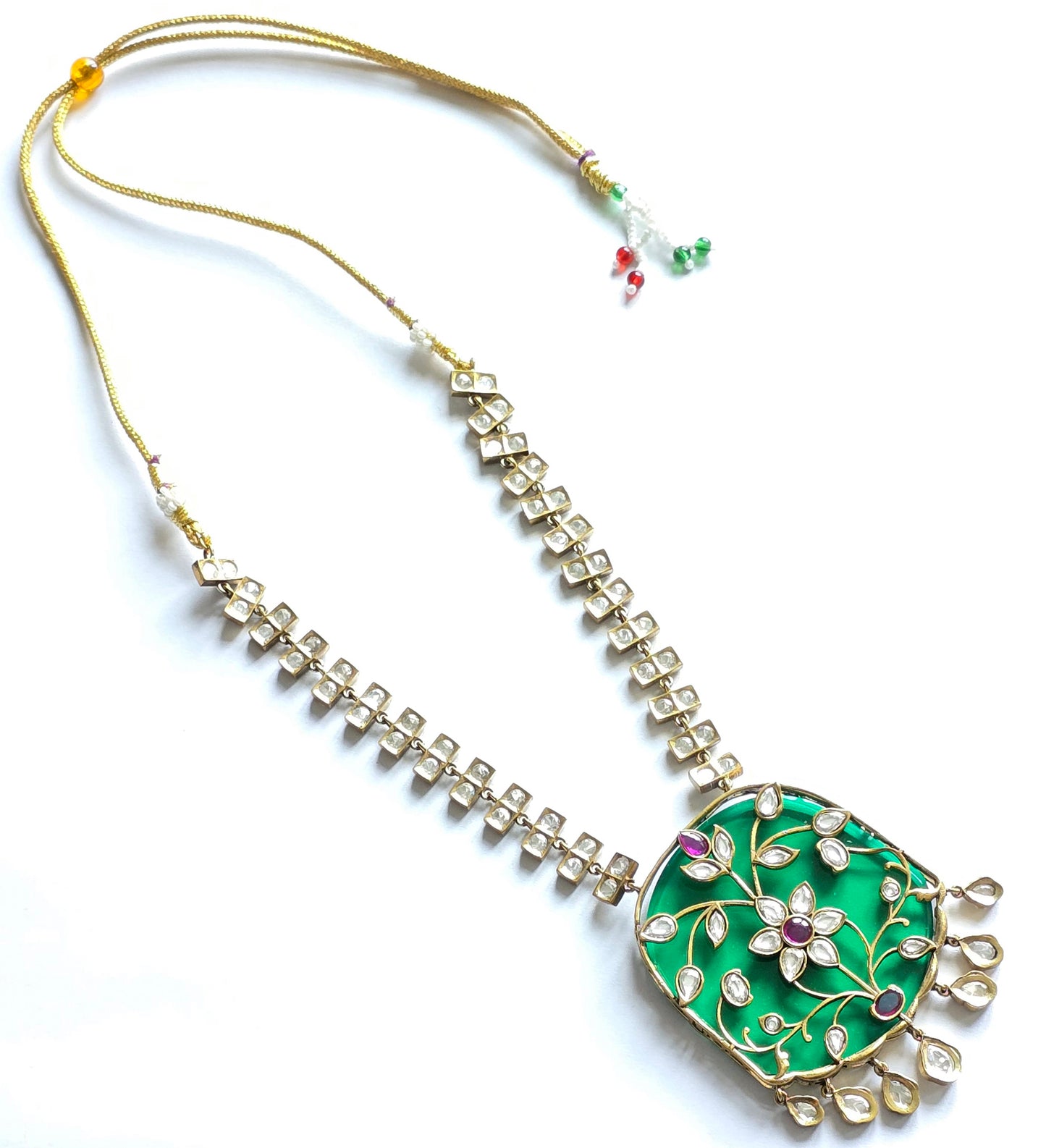 Hazel Polki with Glass Inlay Art Necklace Set